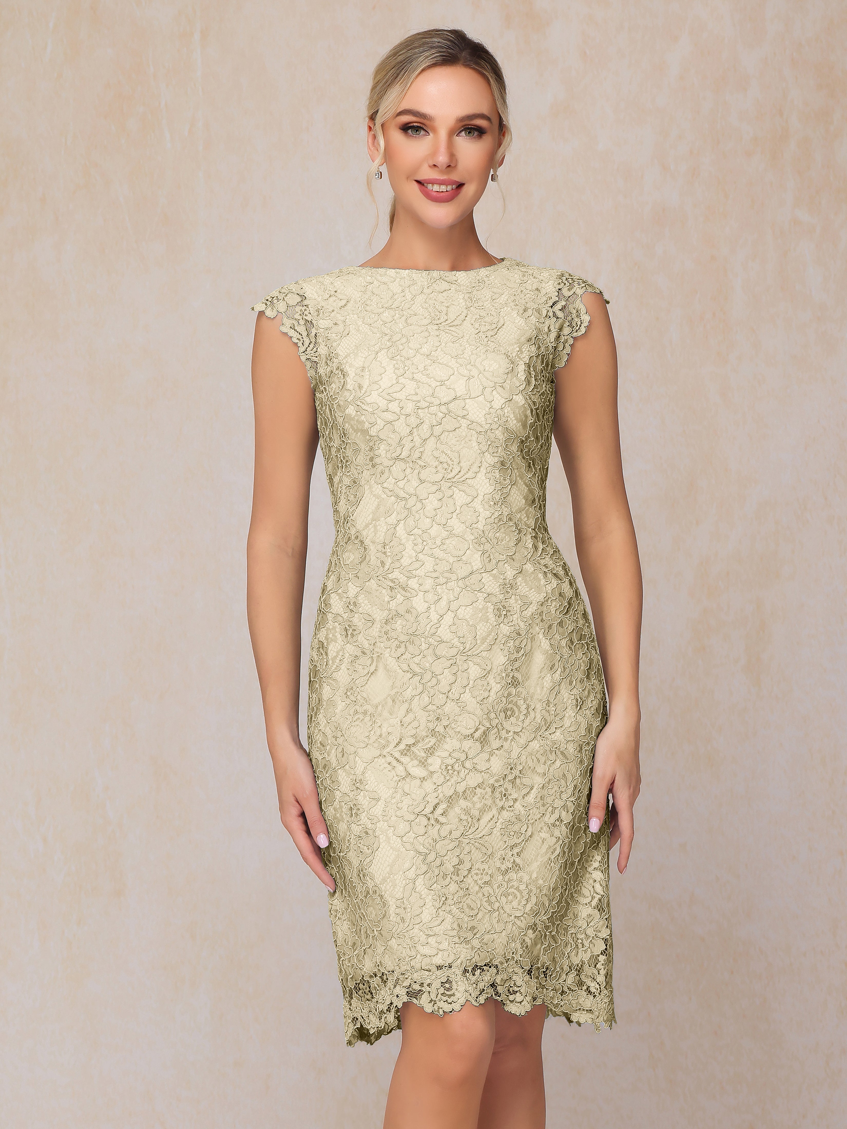 Cap Sleeves Knee Length Lace Wedding Guest Dress Cap Sleeves Knee Length Lace Wedding Guest Dress