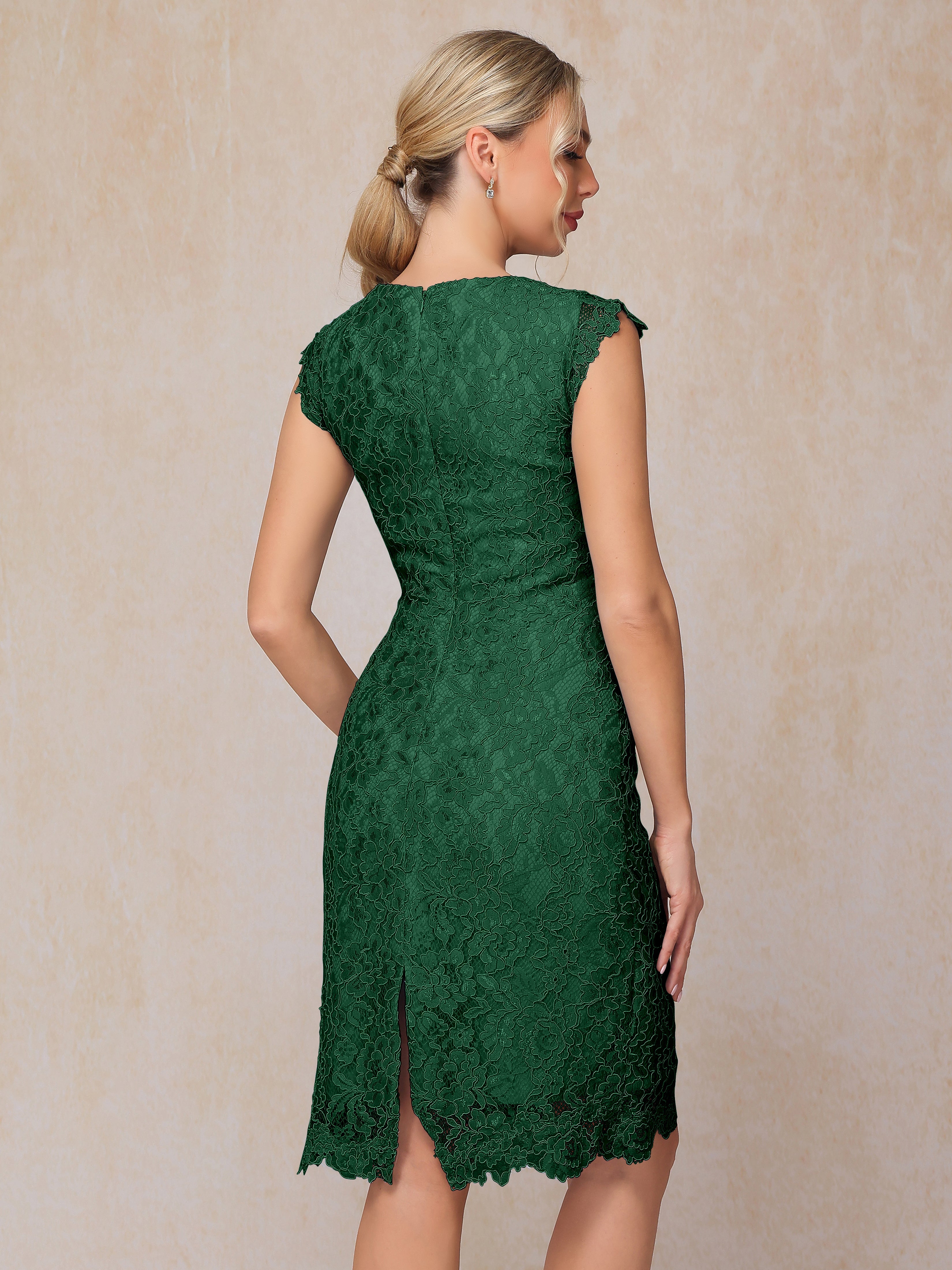 Cap Sleeves Knee Length Lace Mother Of The Groom Dress