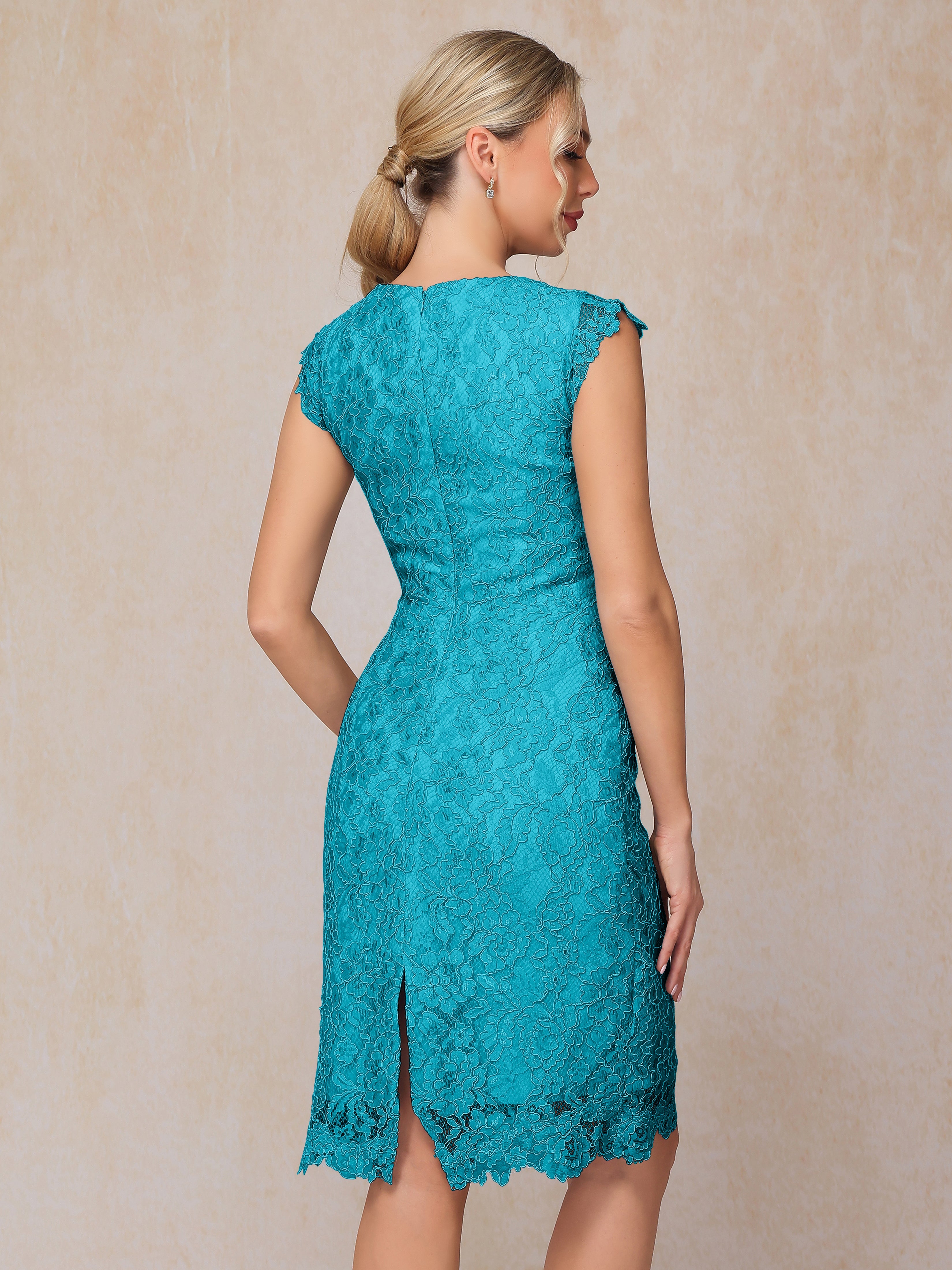 Cap Sleeves Knee Length Lace Mother Of The Groom Dress