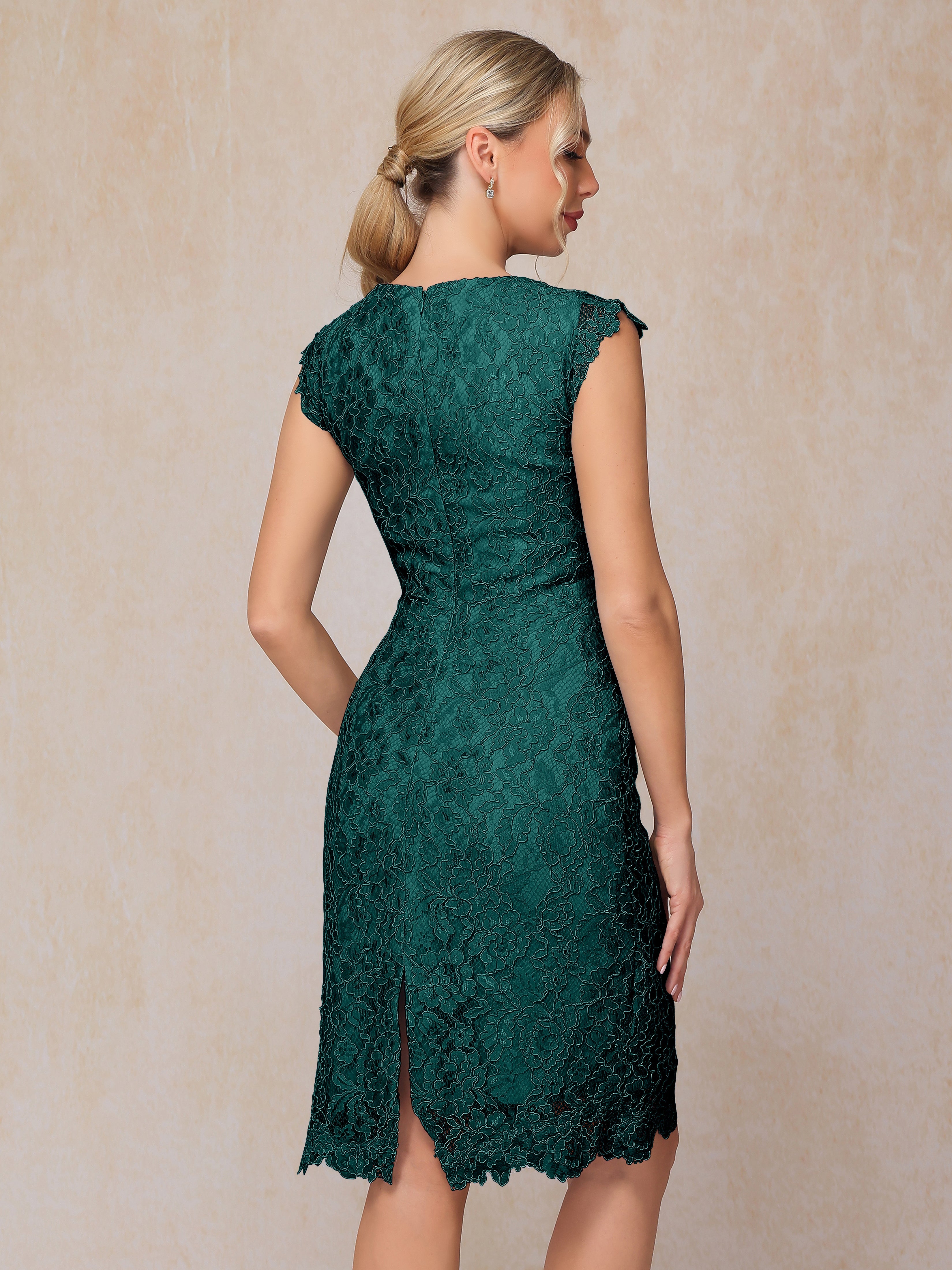 Cap Sleeves Knee Length Lace Mother Of The Groom Dress