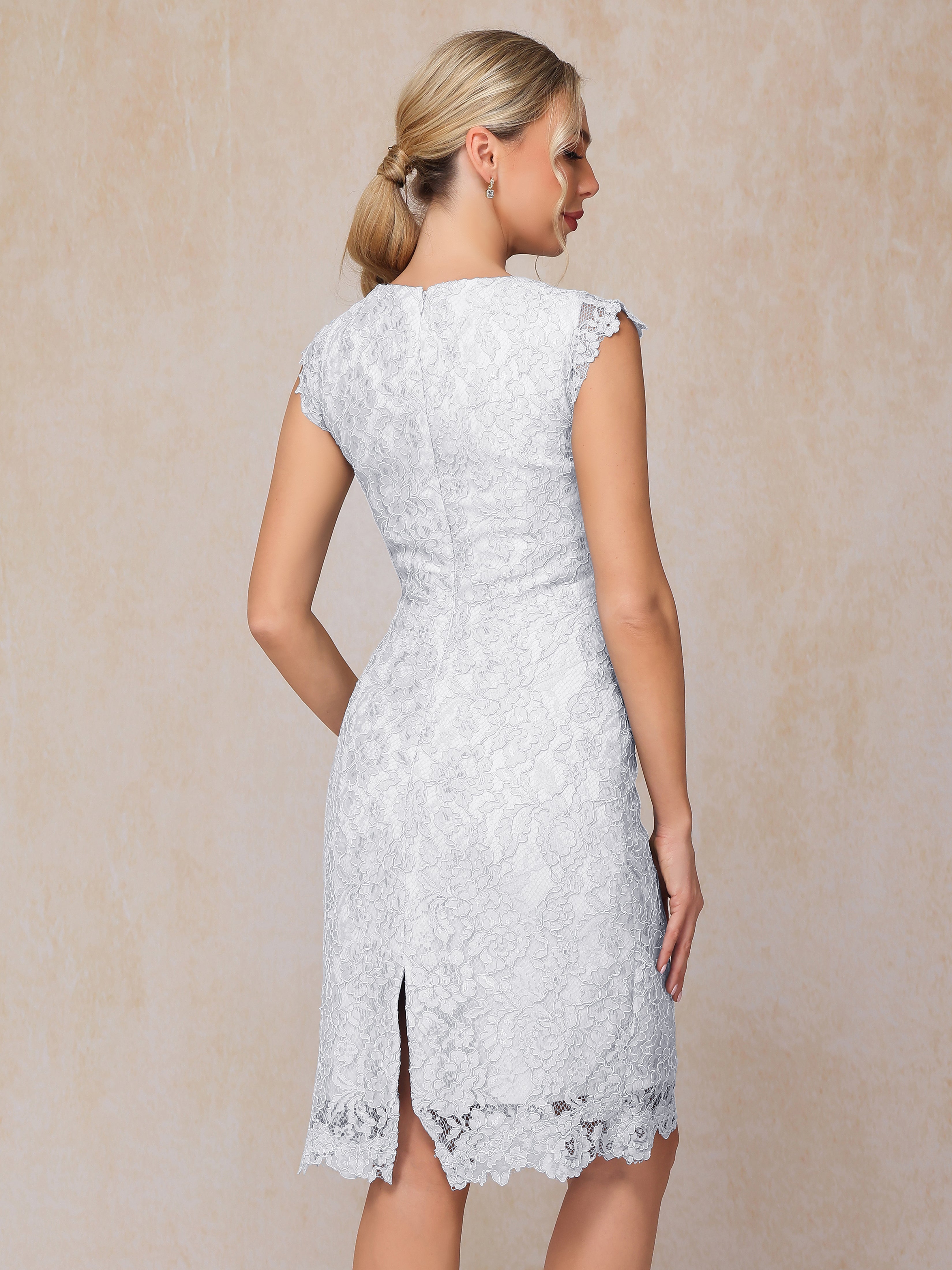 Cap Sleeves Knee Length Lace Mother Of The Groom Dress