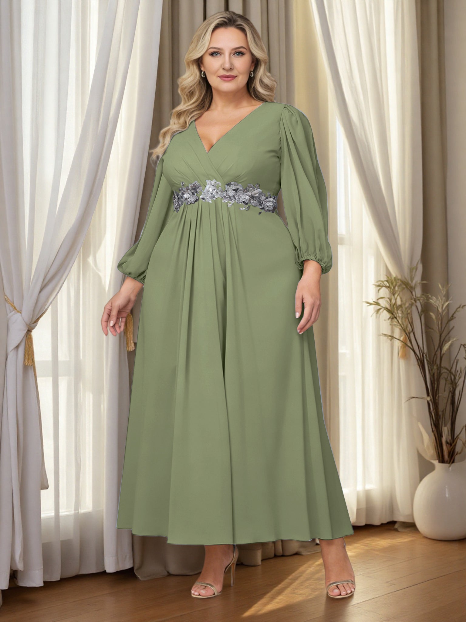 olive green plus size dress Cicinia Olive Green Mother Of The Bride Dress Plus Size Long Chiffon Appliques Lace A-line Ankle Length