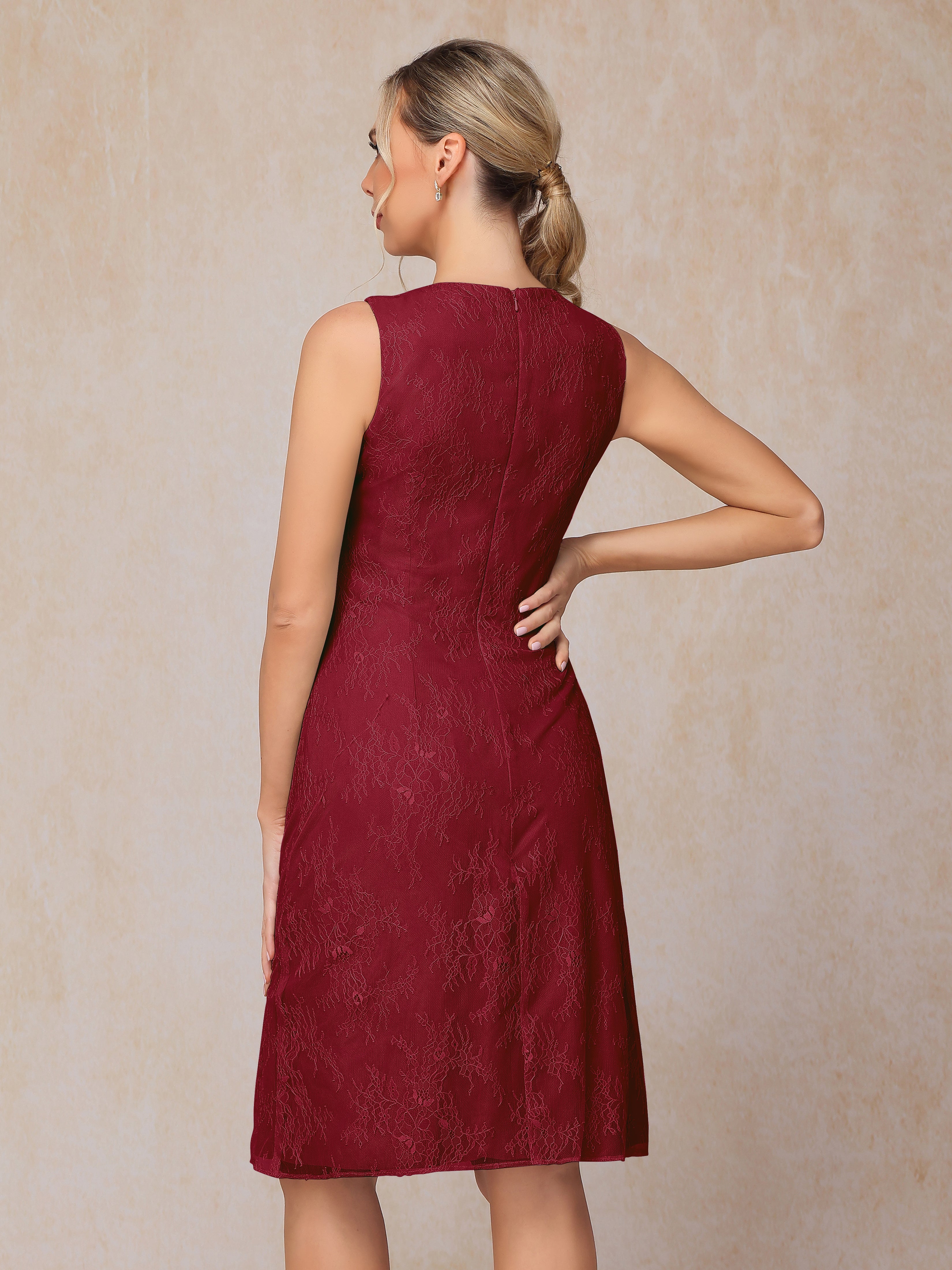 2 Pieces Knee Length Chiffon Lace Mother Of The Groom Dress