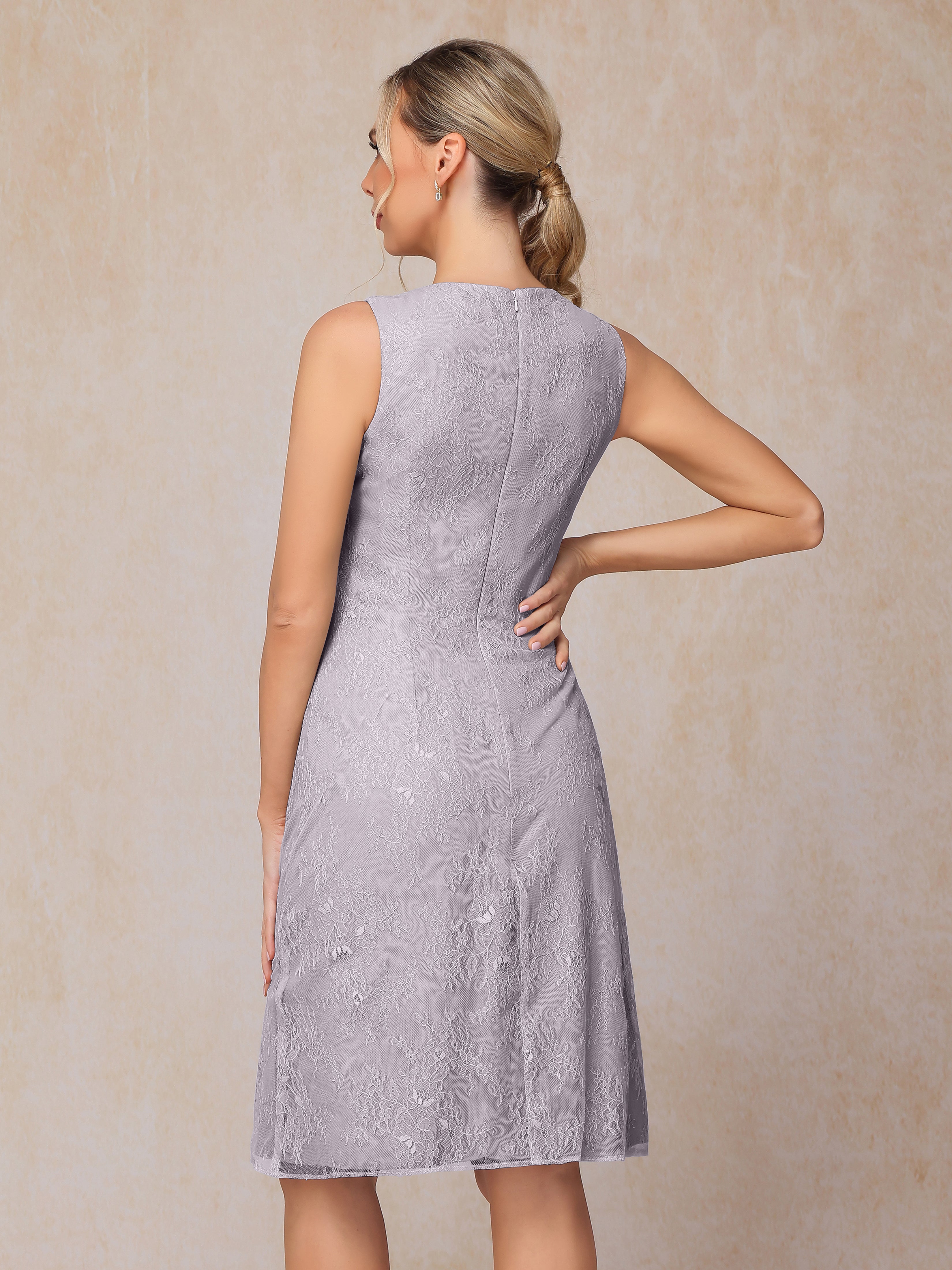 2 Pieces Knee Length Chiffon Lace Mother Of The Groom Dress