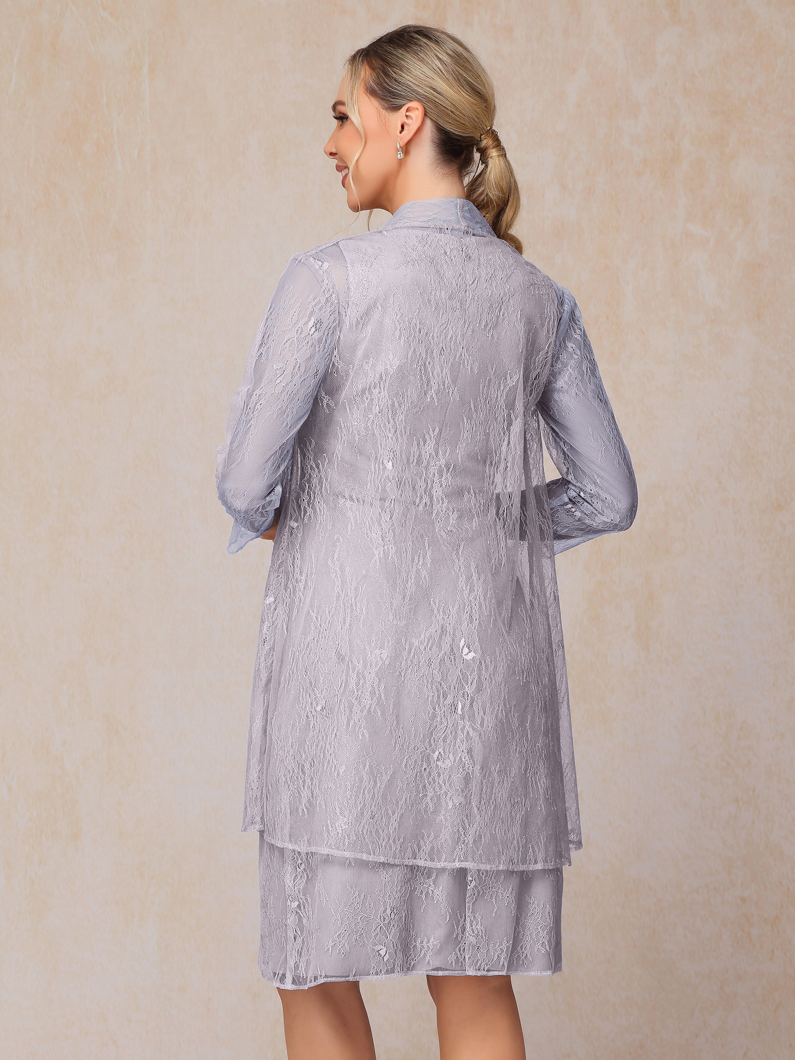 2 Pieces Knee Length Chiffon Lace Mother Of The Groom Dress