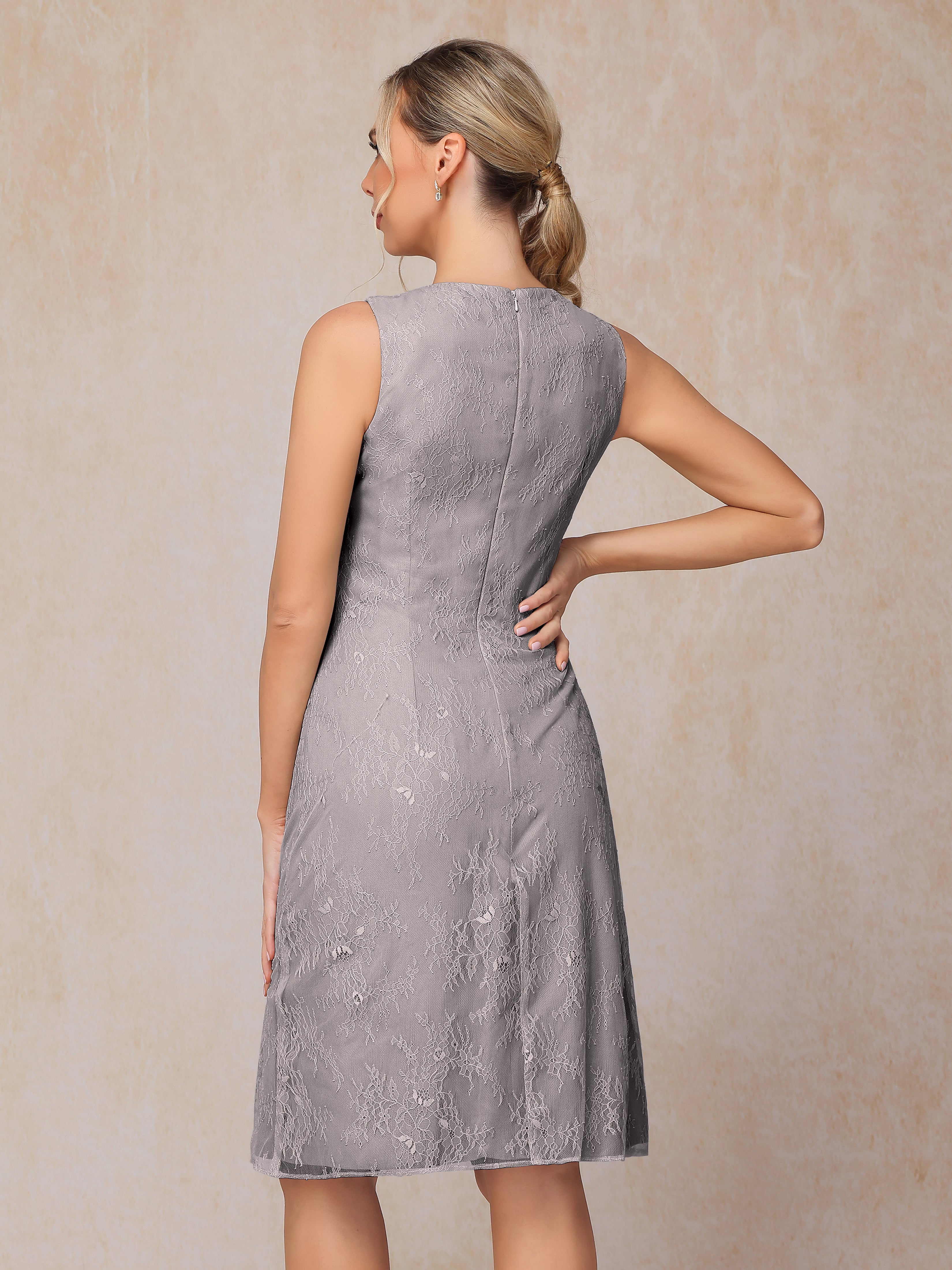 2 Pieces Knee Length Chiffon Lace Mother Of The Groom Dress