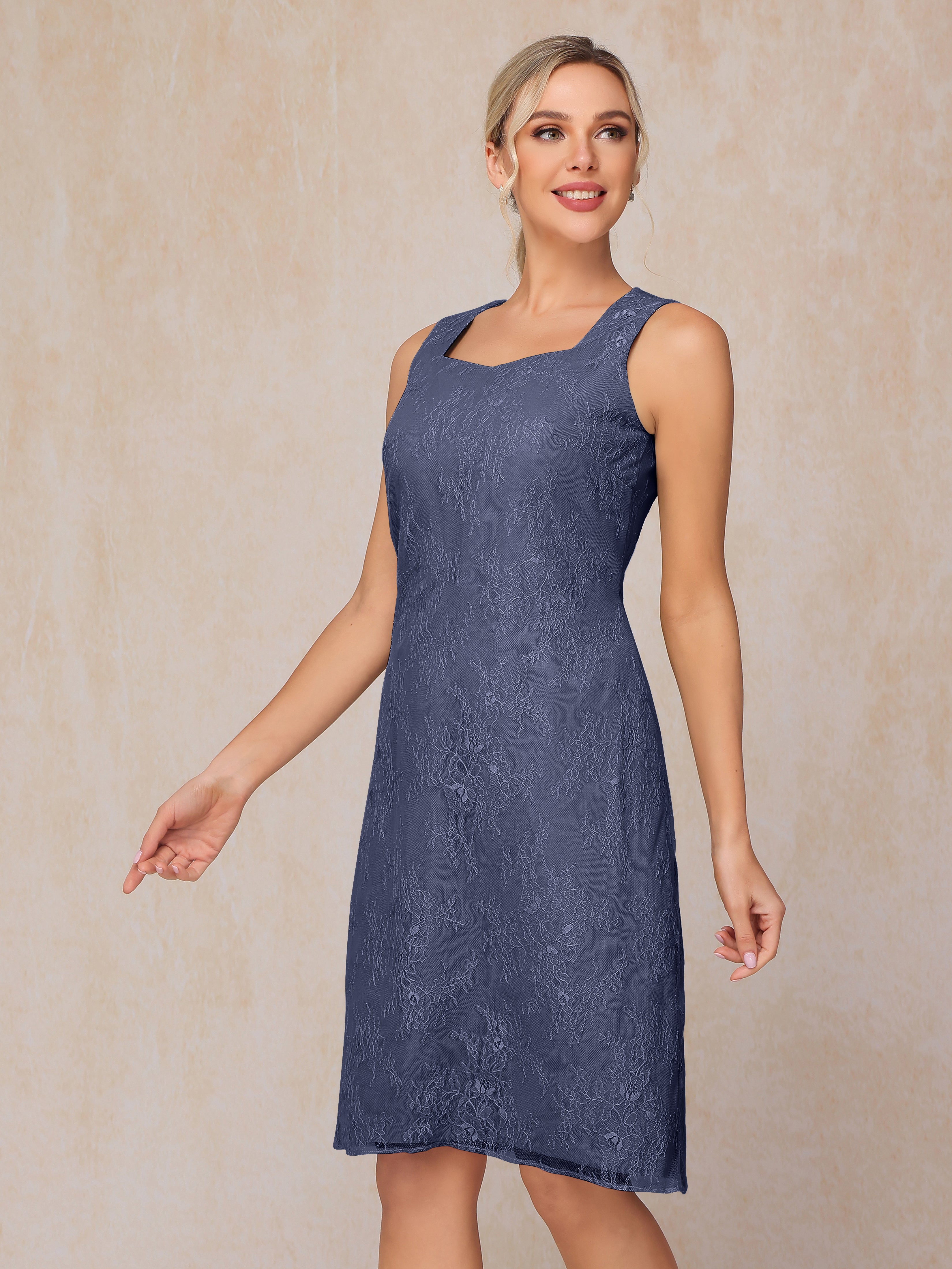 2 Pieces Knee Length Chiffon Lace Mother Of The Groom Dress