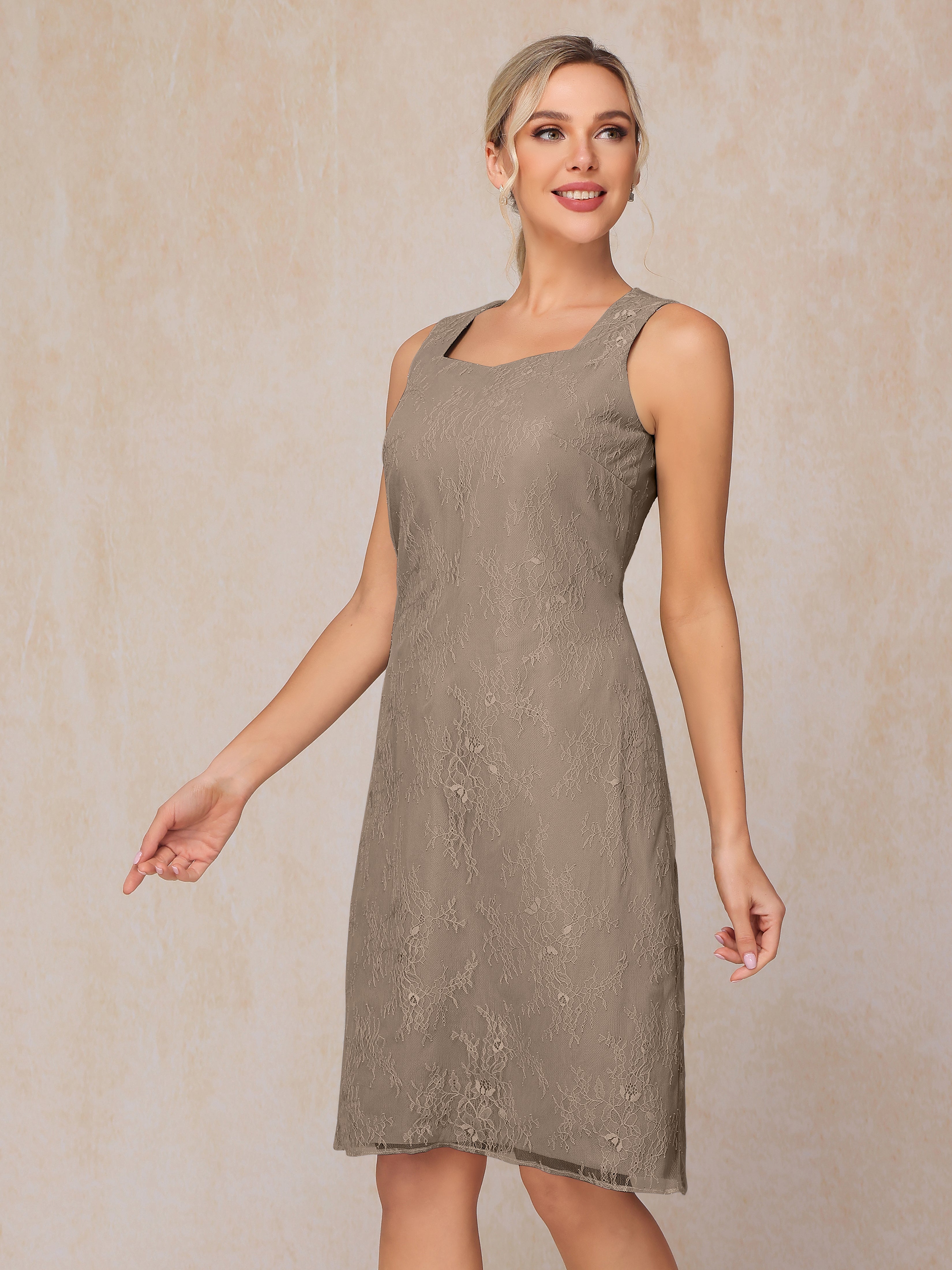2 Pieces Knee Length Chiffon Lace Mother Of The Groom Dress