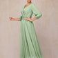 Long Sleeves Appliques Ankle Length Chiffon Wedding Guest Dresses