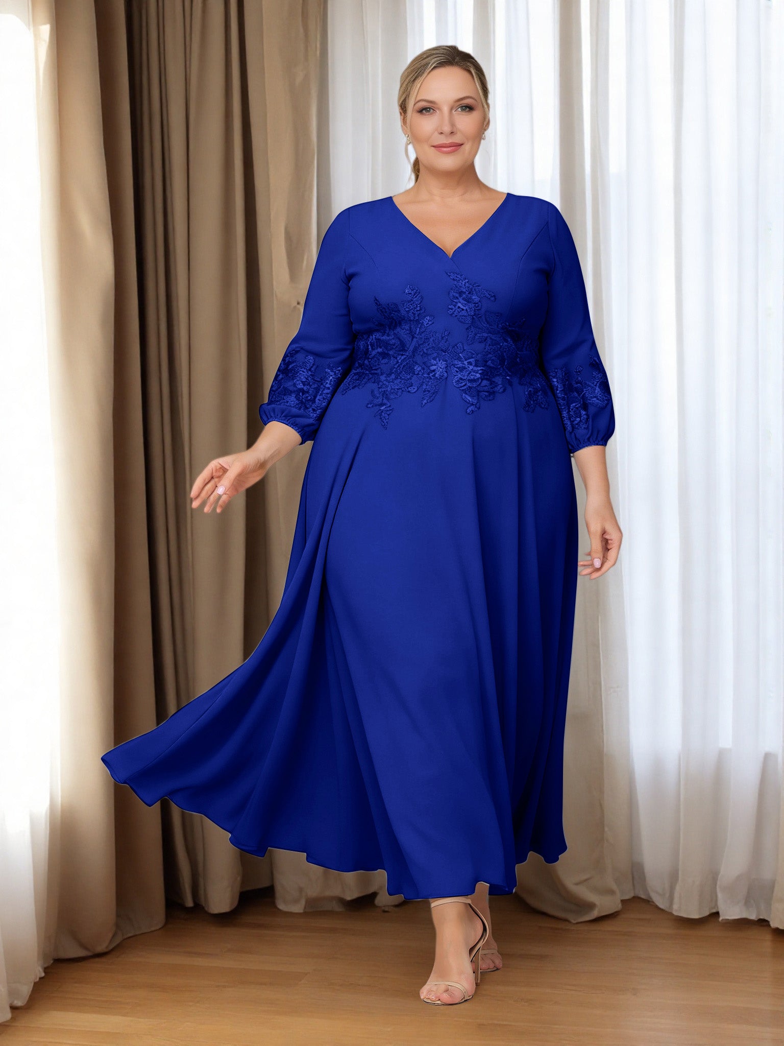 Cicinia Royal Blue Mother Of The Bride Dress Plus Size Long Appliques