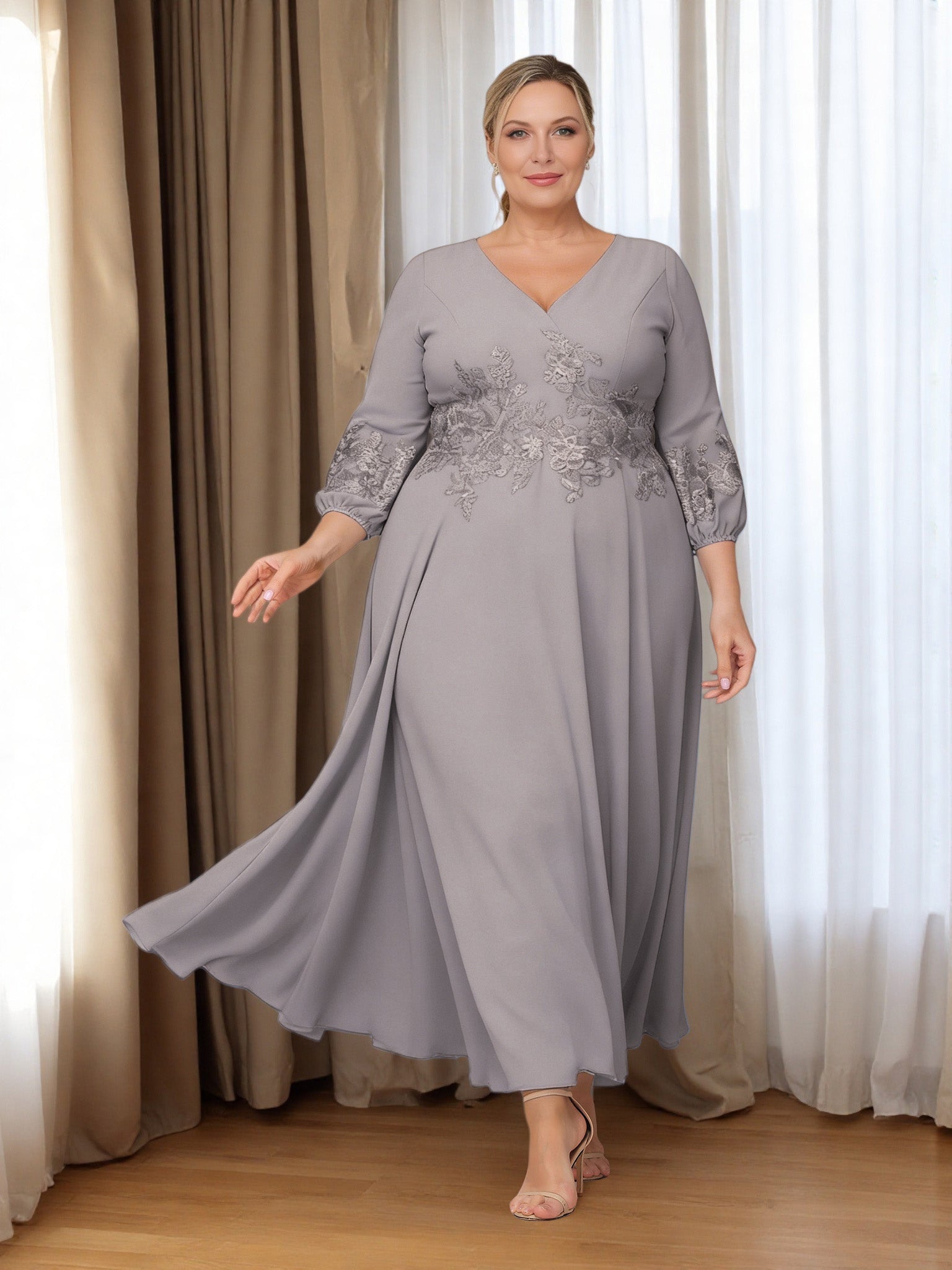 silver mother of the bride dresses plus size Gray Lace Chiffon Backless Sweep Train Wedding Guest Dress from Dhgate Mother's Delicate beading adorns the bodice Cicinia Silver Mother Of The