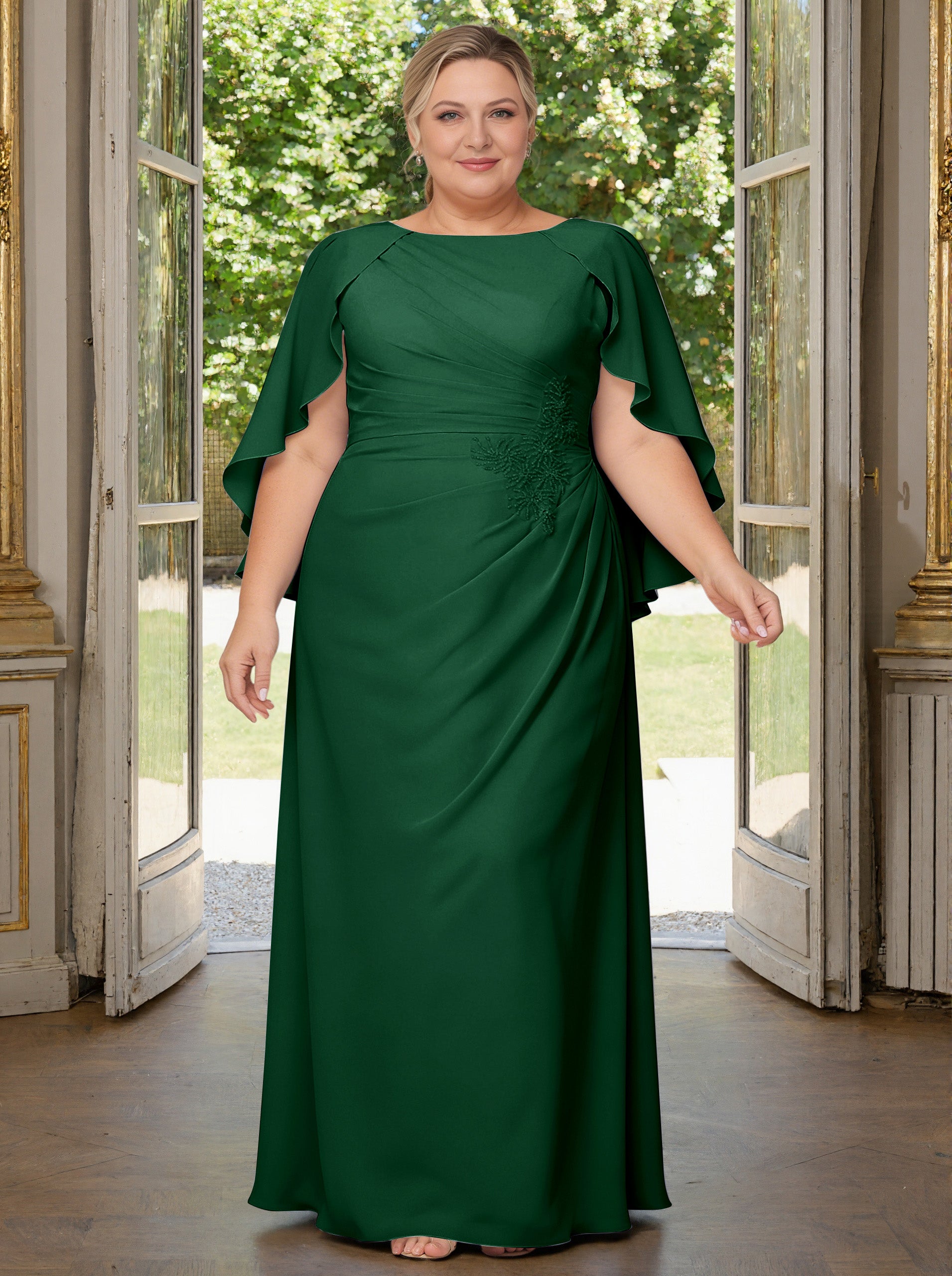 Cicinia Dark Green Plus Size Mother Of The Bride Dress Long Chiffon Be