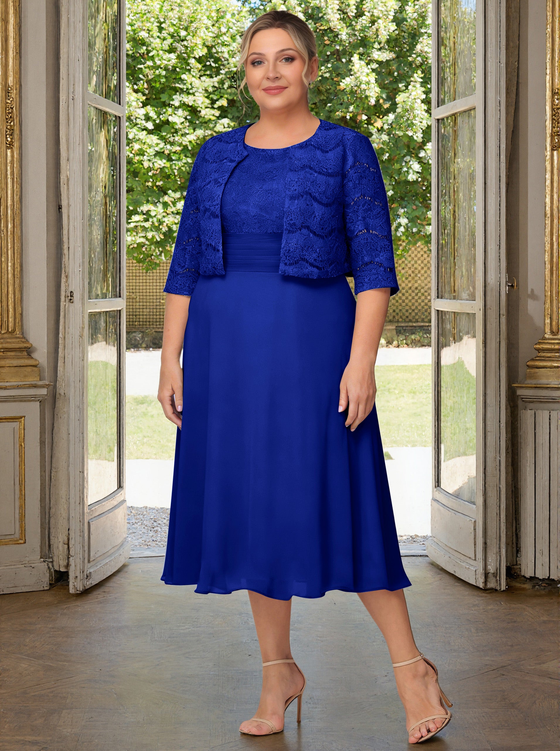 Cicinia Plus Size Royal Blue Mother Of The Bride Dress With Jacket Lon