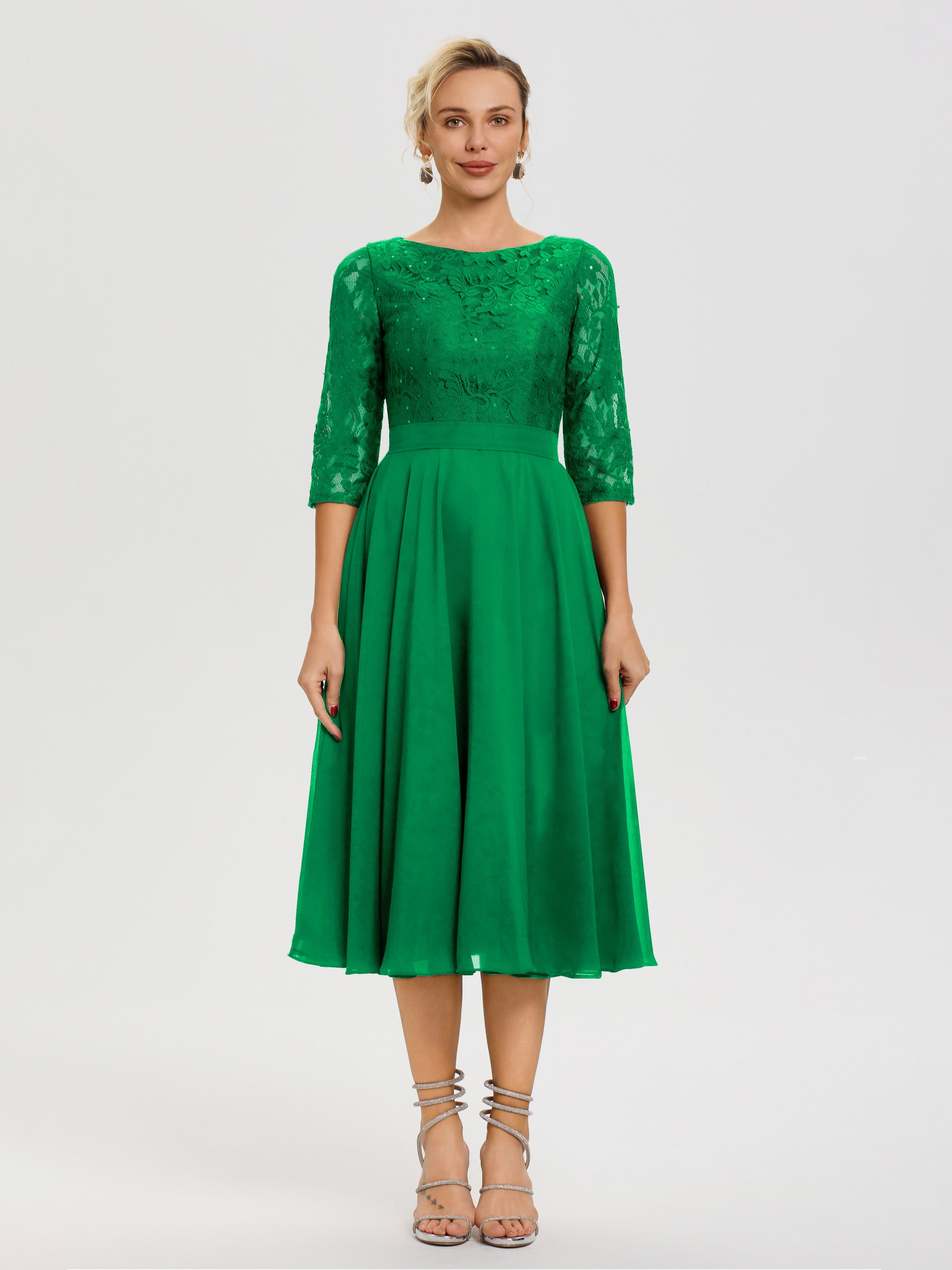 Emerald Green Mother Of The Bride Dress A Line Lace Top Tea Length Chiffon Mother Of The Bride Dresses Emerald Green Mother Of The Bride Dress A Line Lace Top Tea Length Chiffon Mother Of The Bride Dresses
