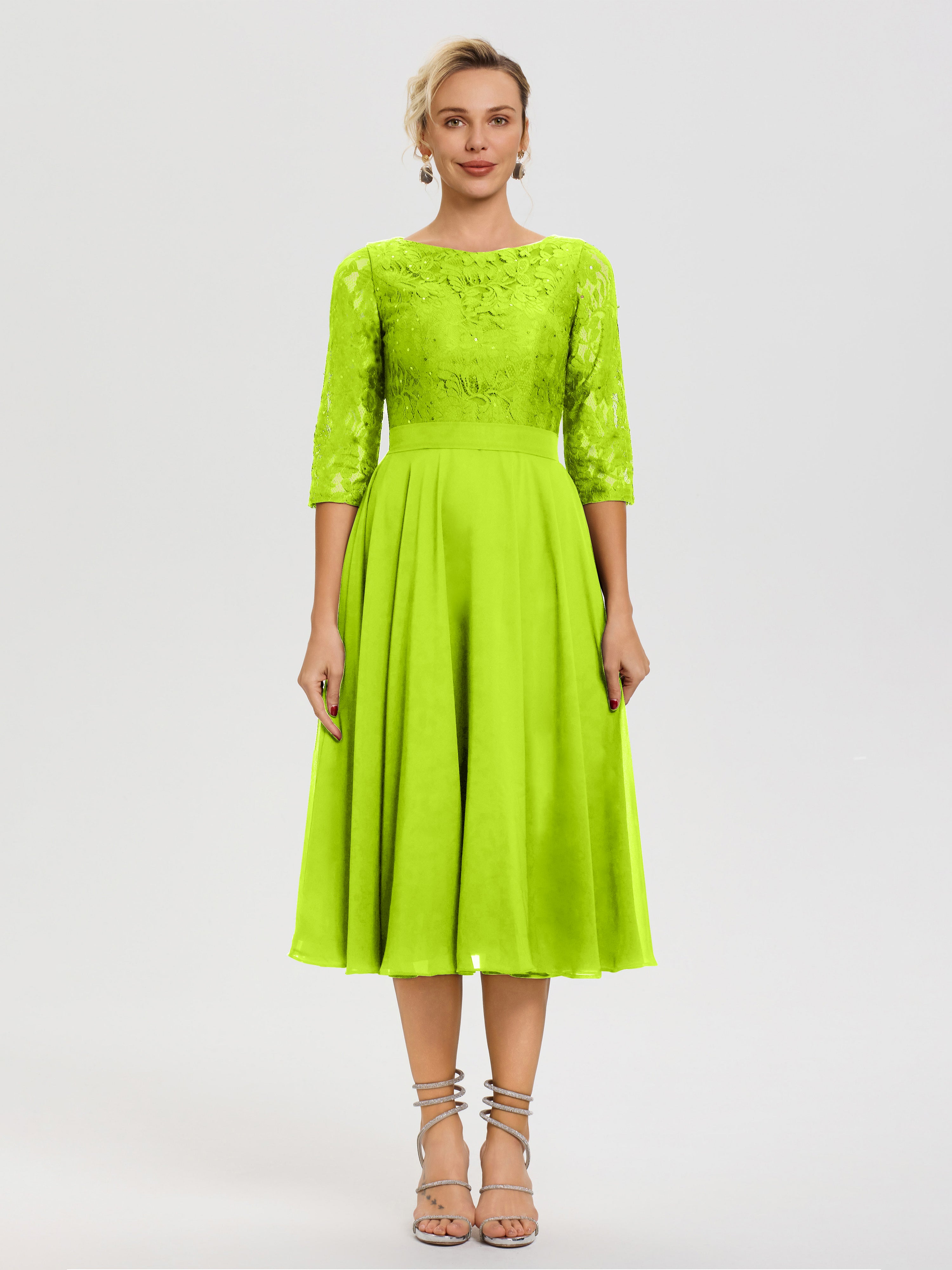 Lime Green Mother Of The Bride Dress A Line Lace Top Tea Length Chiffon Mother Of The Bride Dresses Lime Green Mother Of The Bride Dress A Line Lace Top Tea Length Chiffon Mother Of The Bride Dresses