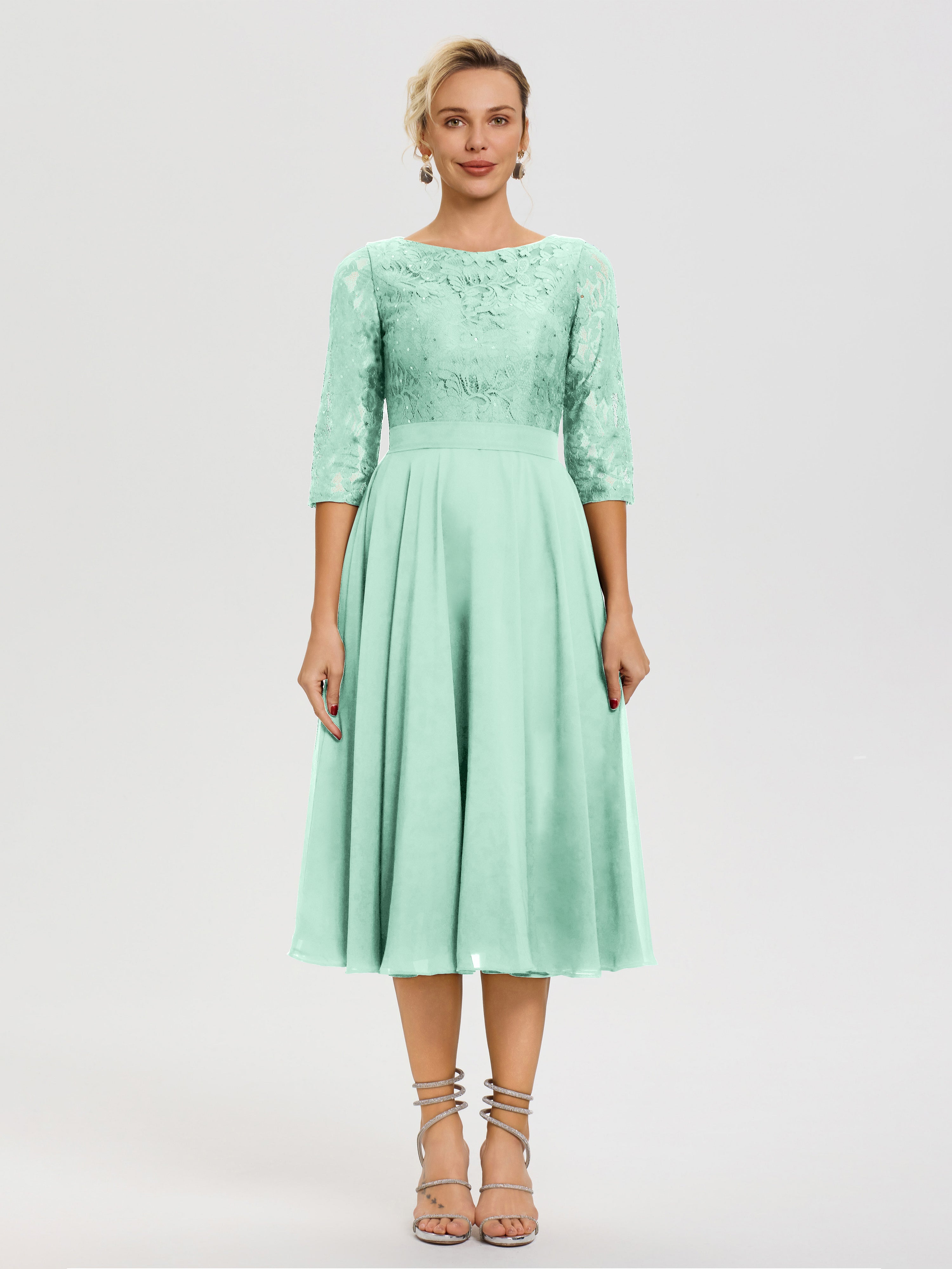 Mint Green Mother Of The Bride Dresses A Line Lace Top Tea Length Chiffon Mother Of The Bride Dresses Mint Green Mother Of The Bride Dresses A Line Lace Top Tea Length Chiffon Mother Of The Bride Dresses