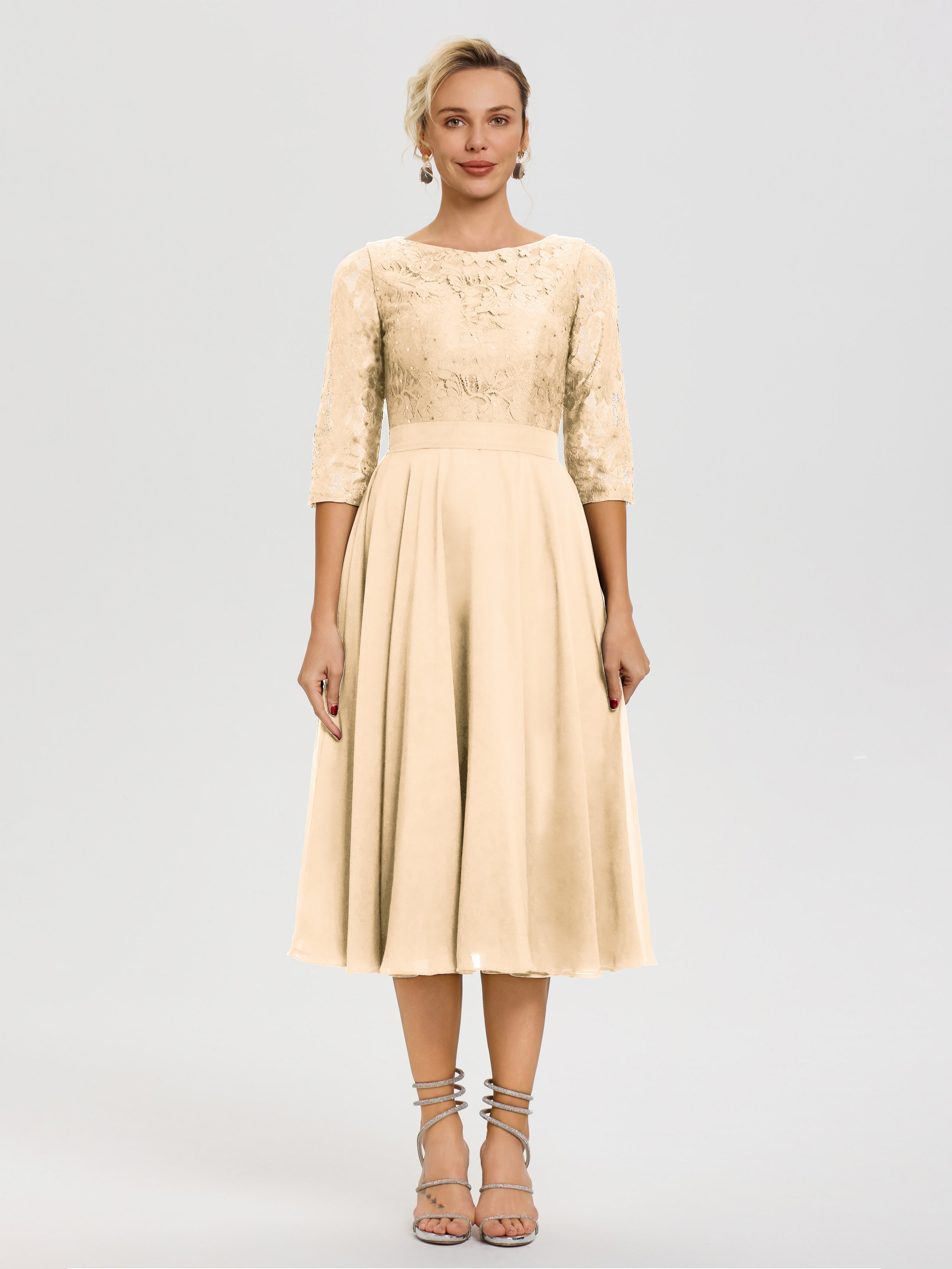 Peach Dress For Wedding Mother Of The Bride A Line Lace Top Tea Length Chiffon Mother Of The Bride Dresses Peach Dress For Wedding Mother Of The Bride A Line Lace Top Tea Length Chiffon Mother Of The Bride Dresses