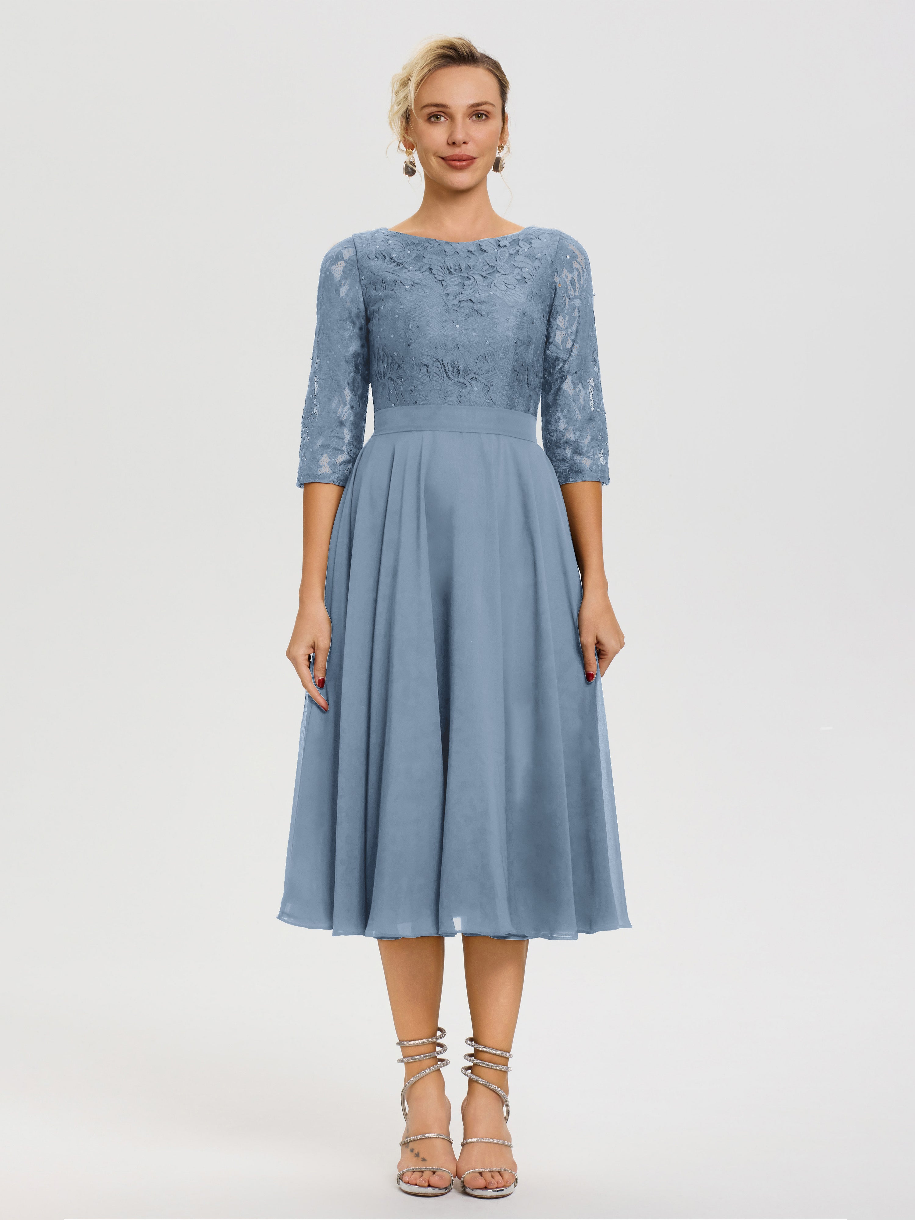Slate Blue Dress Mother Of The Bride A Line Lace Top Tea Length Chiffon Mother Of The Bride Dresses Slate Blue Dress Mother Of The Bride A Line Lace Top Tea Length Chiffon Mother Of The Bride Dresses