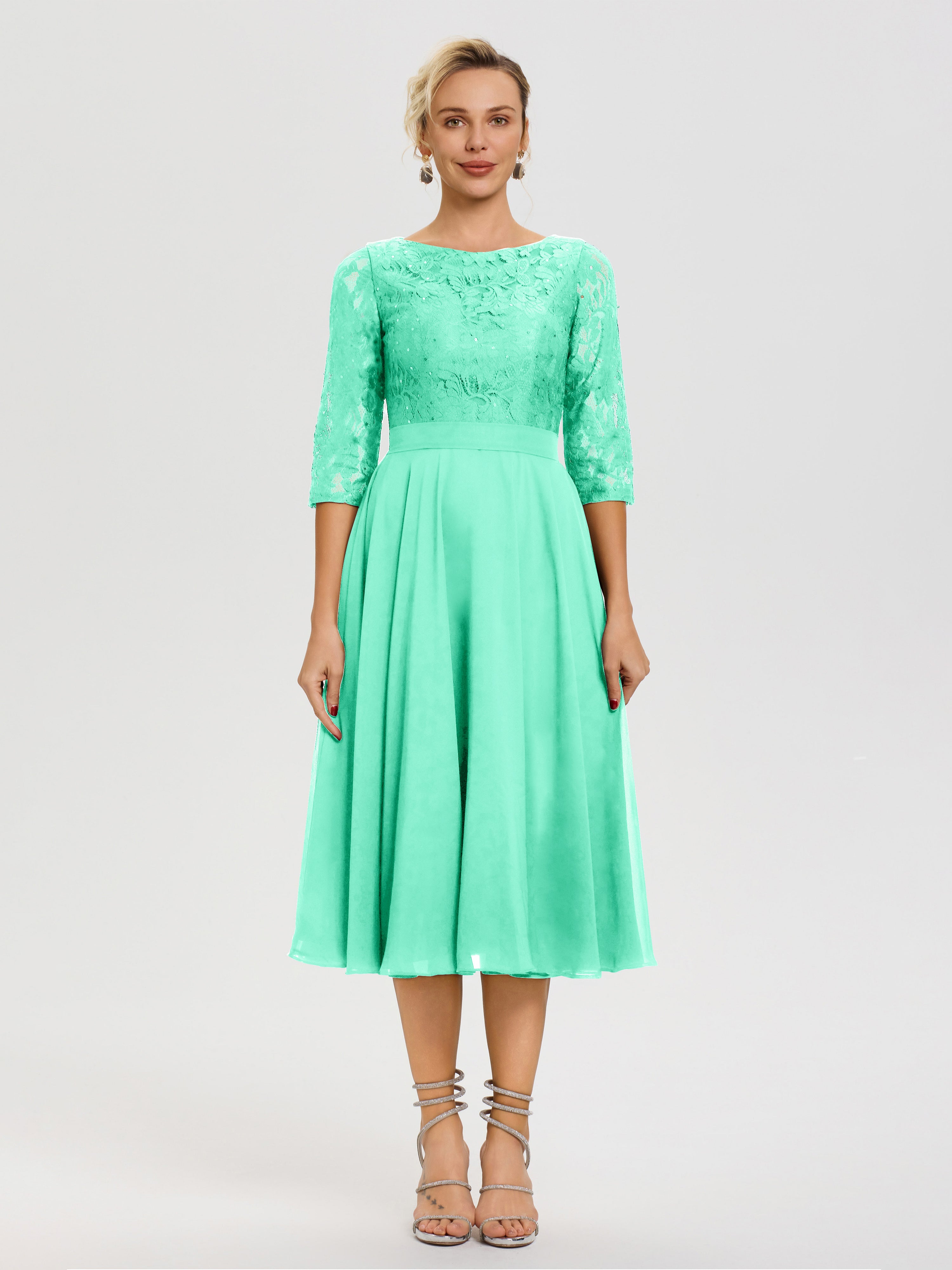 Turquoise Mother Of The Bride Dresses A Line Lace Top Tea Length Chiffon Mother Of The Bride Dresses Turquoise Mother Of The Bride Dresses A Line Lace Top Tea Length Chiffon Mother Of The Bride Dresses