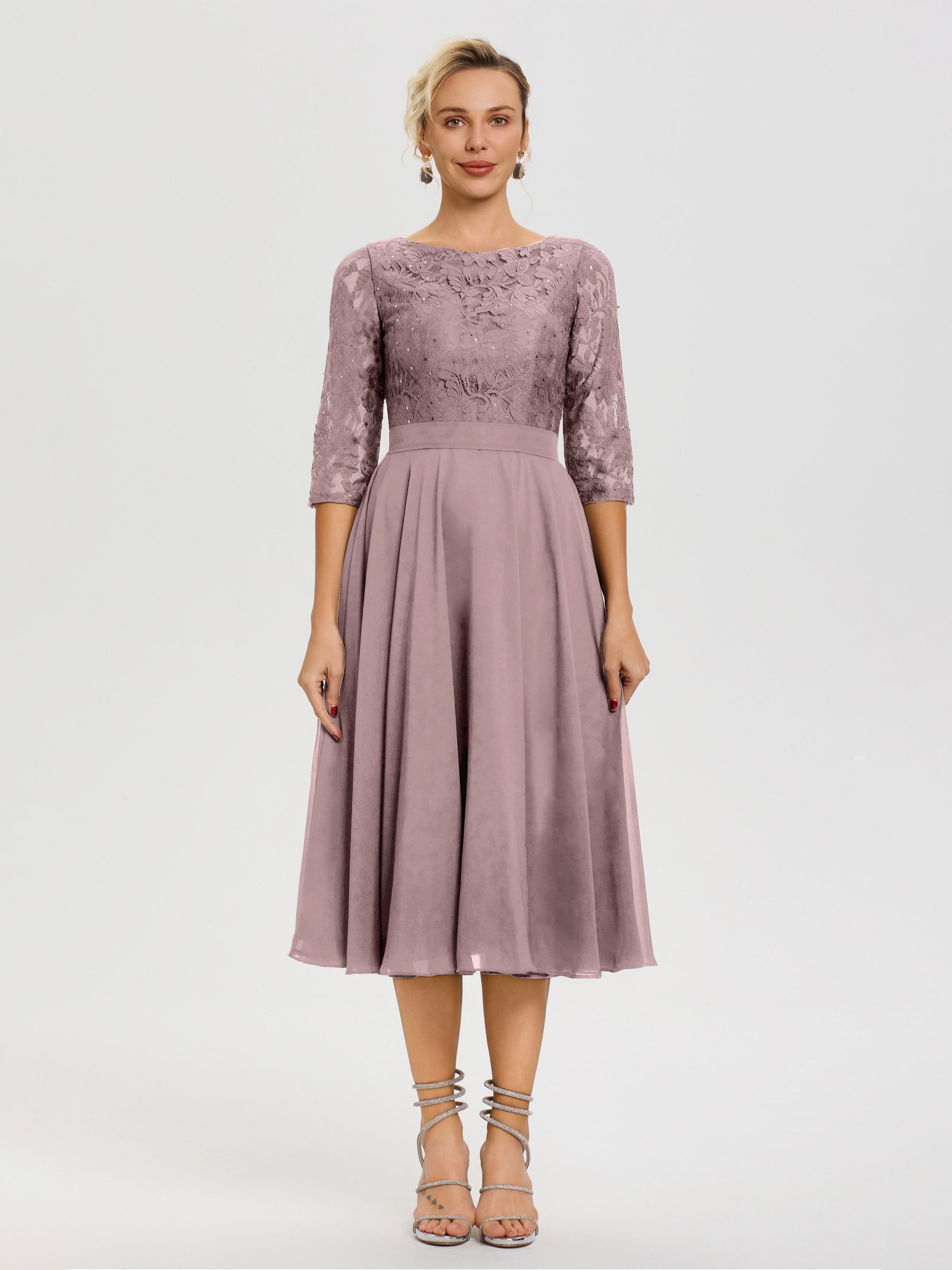Vintage Mauve Mother Of The Bride Dresses A Line Lace Top Tea Length Chiffon Mother Of The Bride Dresses Vintage Mauve Mother Of The Bride Dresses A Line Lace Top Tea Length Chiffon Mother Of The Bride Dresses