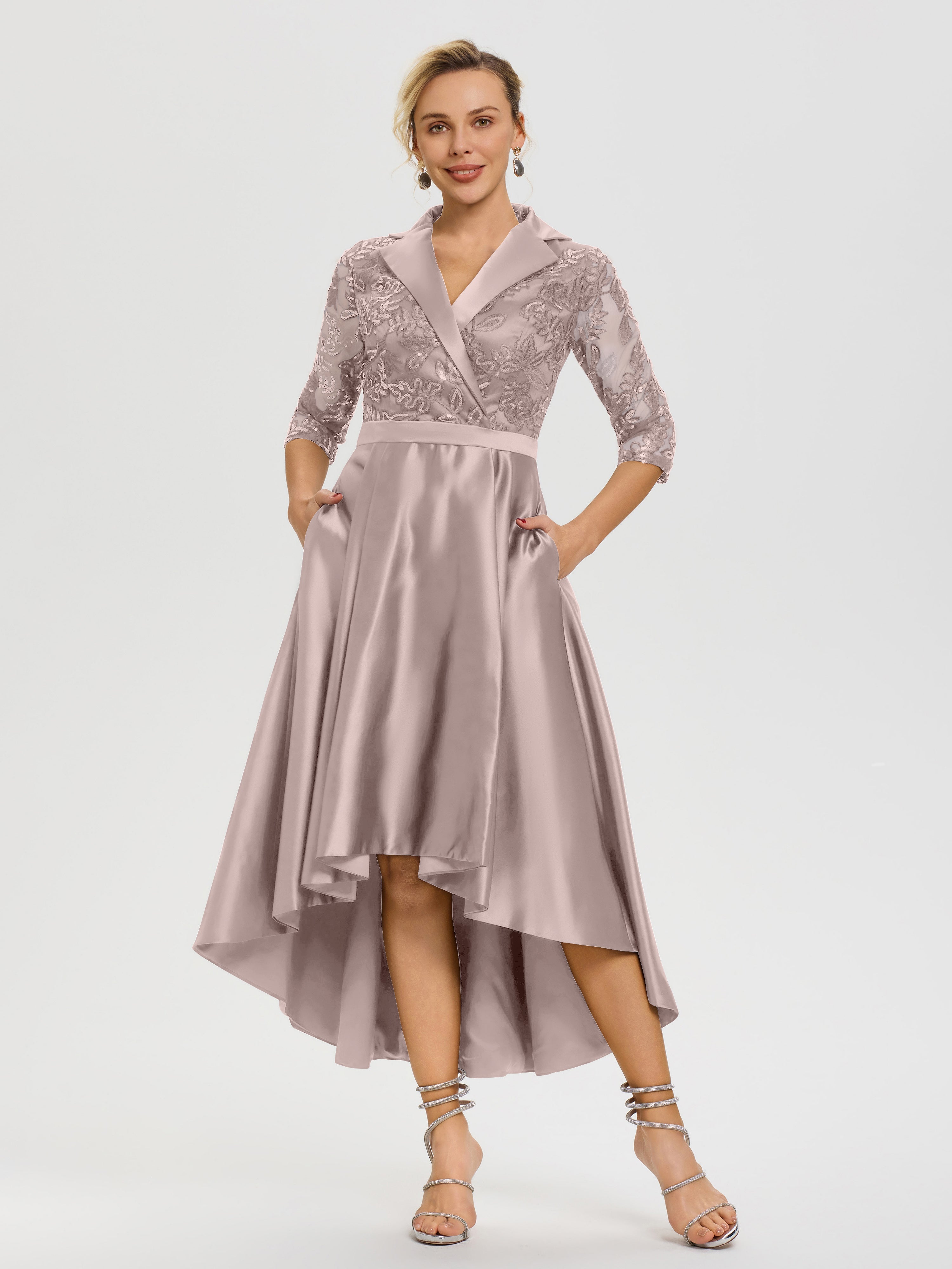 rose silver dress Dusty Rose Pink Short Glitter Dress with Illusion Neckline Sparkly Sequin Evening Dress with Corset Back Plus Size
