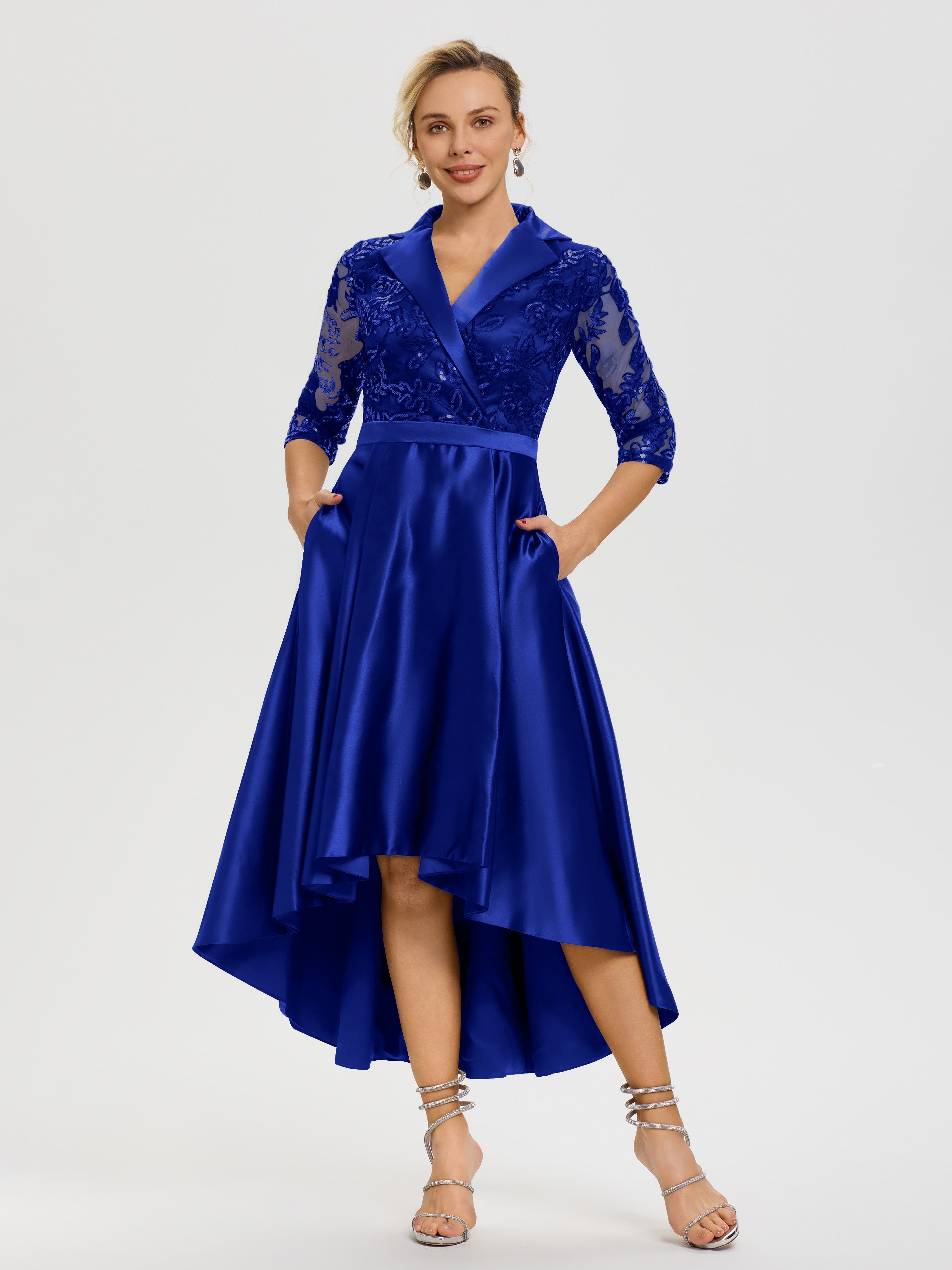 Mother Of The Bride Royal Blue Dresses Sparkly Sequins Bodice V-Neck I Mother Of The Bride Royal Blue Dresses Sparkly Sequins Bodice V-Neck I