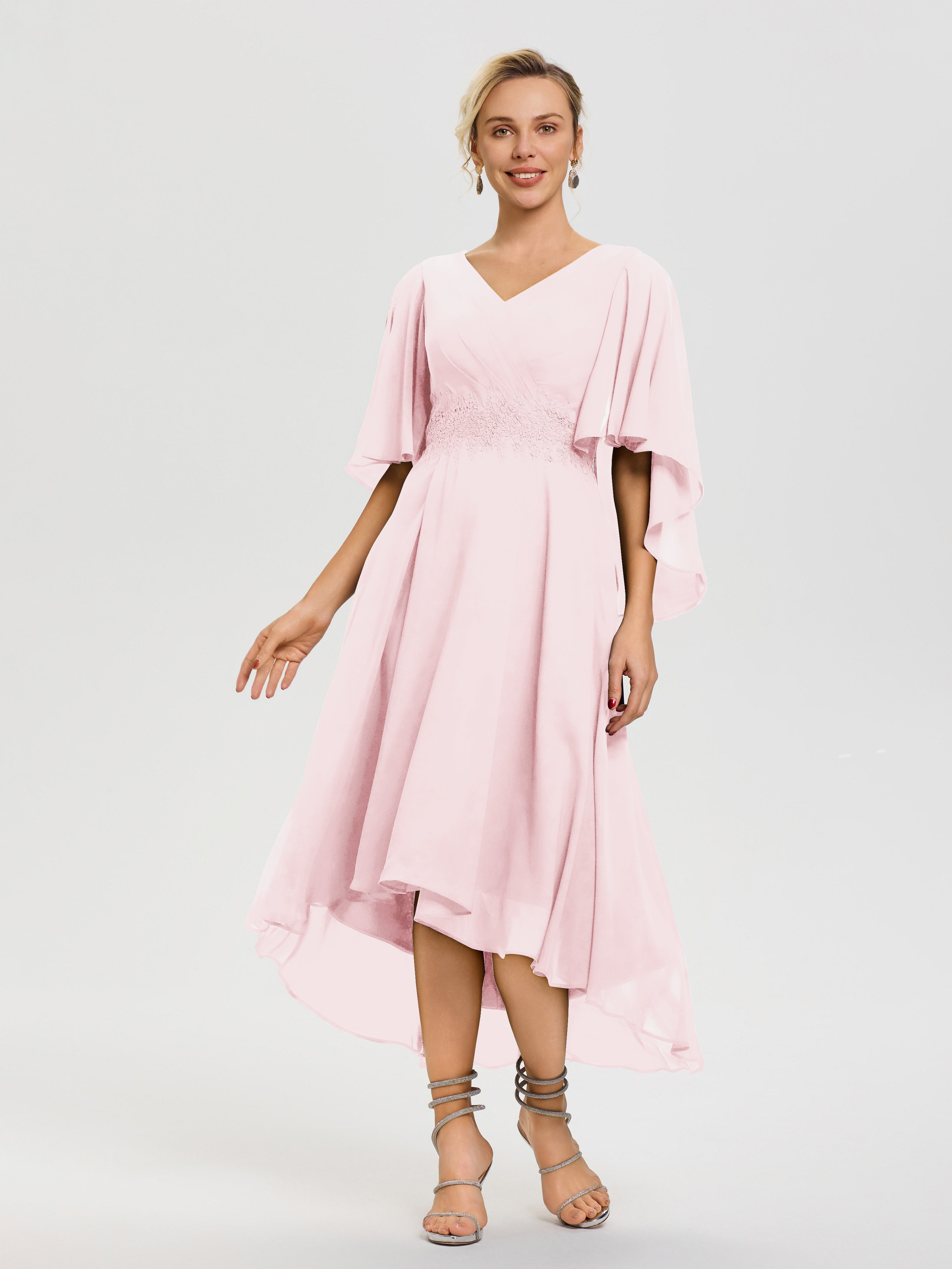 blush pink mother of the bride dress Sheath Blush Long Sleeve Mother Of The Bride Dress With Beading US18 / Blush Pink
