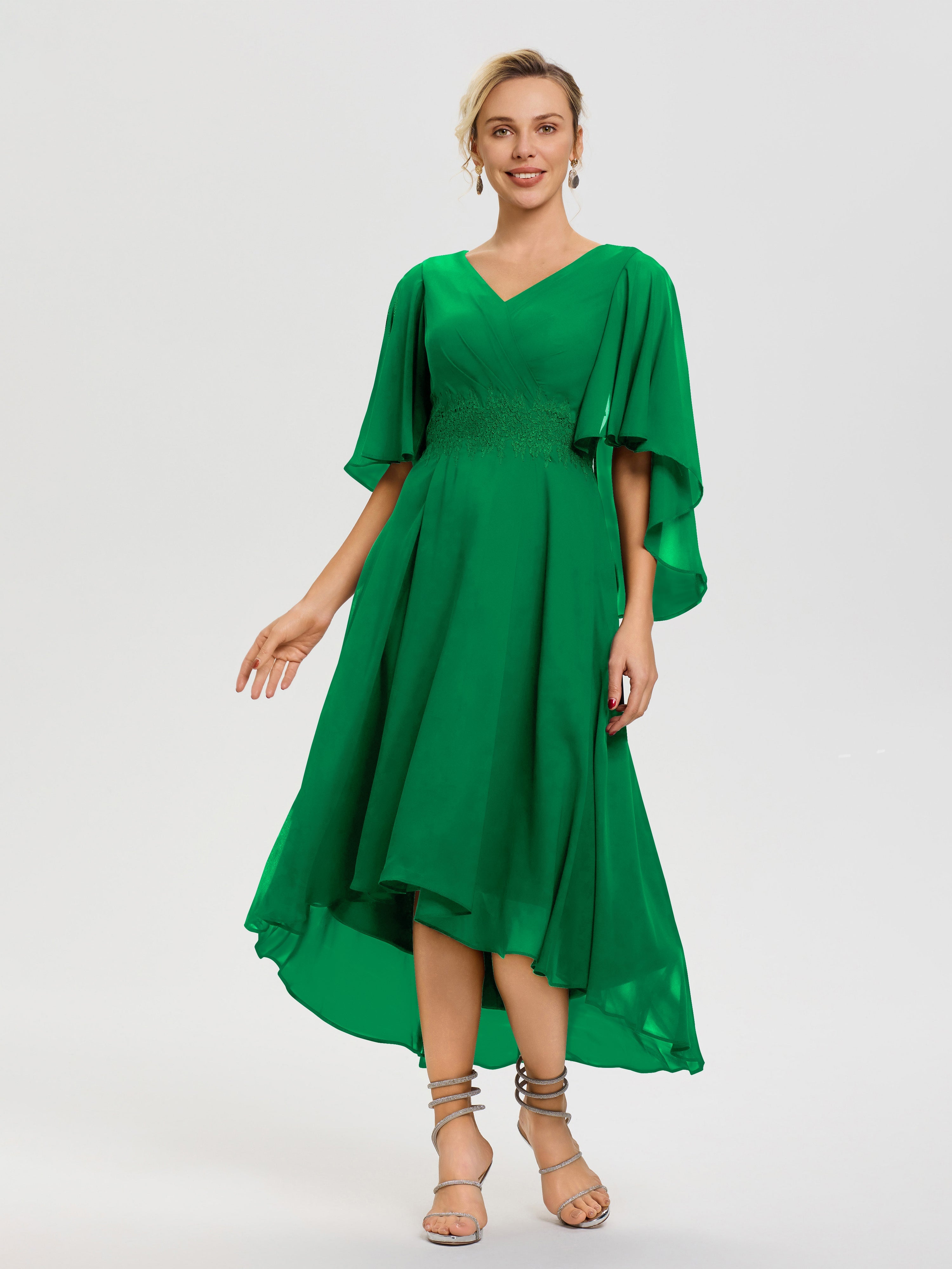 emerald chiffon dress Evening Gown Flowing Green Dress Emerald V Neck Chiffon Maxi Dress 1pc Elegant Emerald Green Sequin