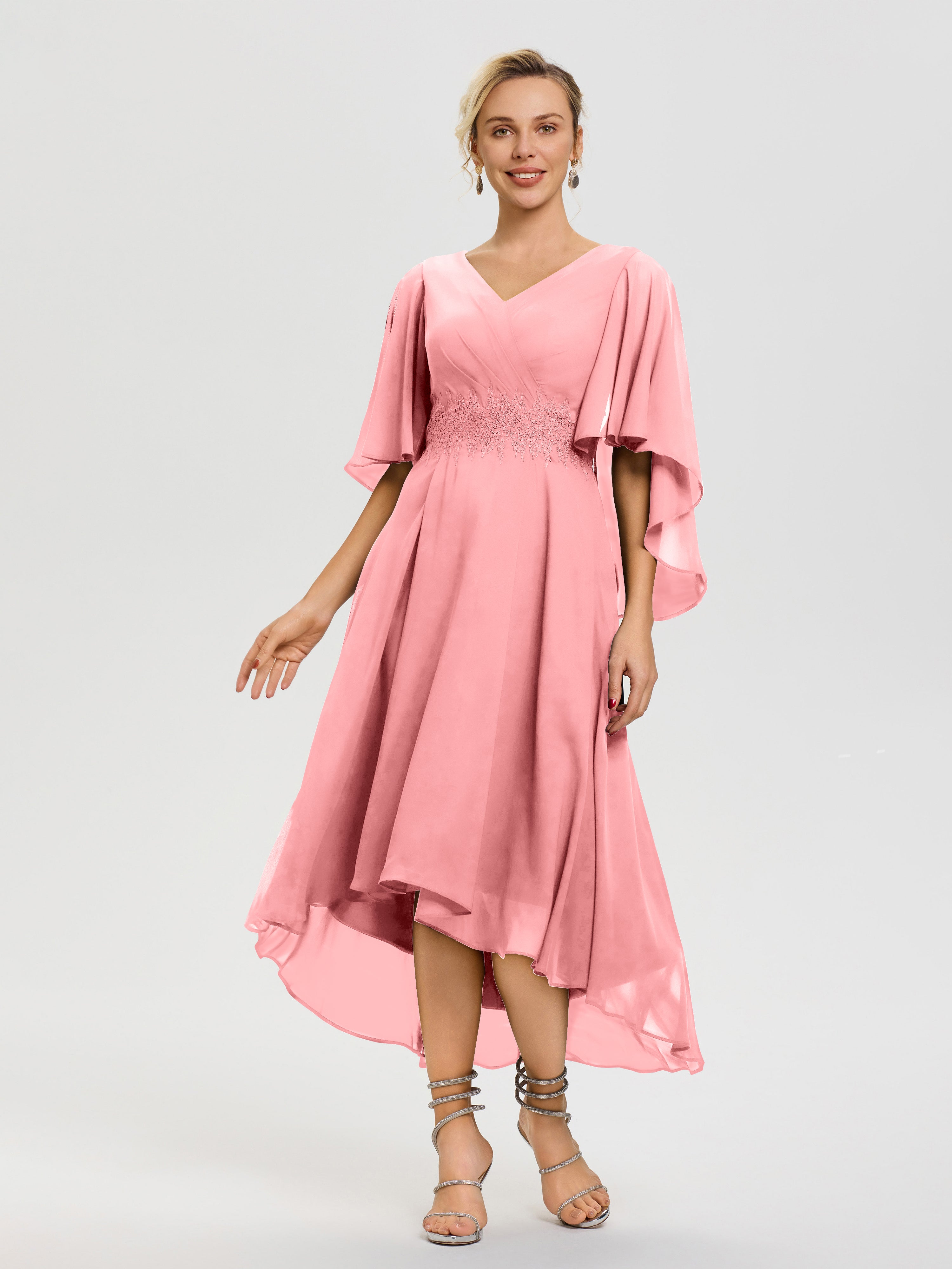 Mother Of The Bride Flamingo Dress A Line Chiffon V Neck Ruffle Sleeves Appliques Waist High Low Mother Of The Bride Dresses Mother Of The Bride Flamingo Dress A Line Chiffon V Neck Ruffle Sleeves Appliques Waist High Low Mother Of The Bride Dresses