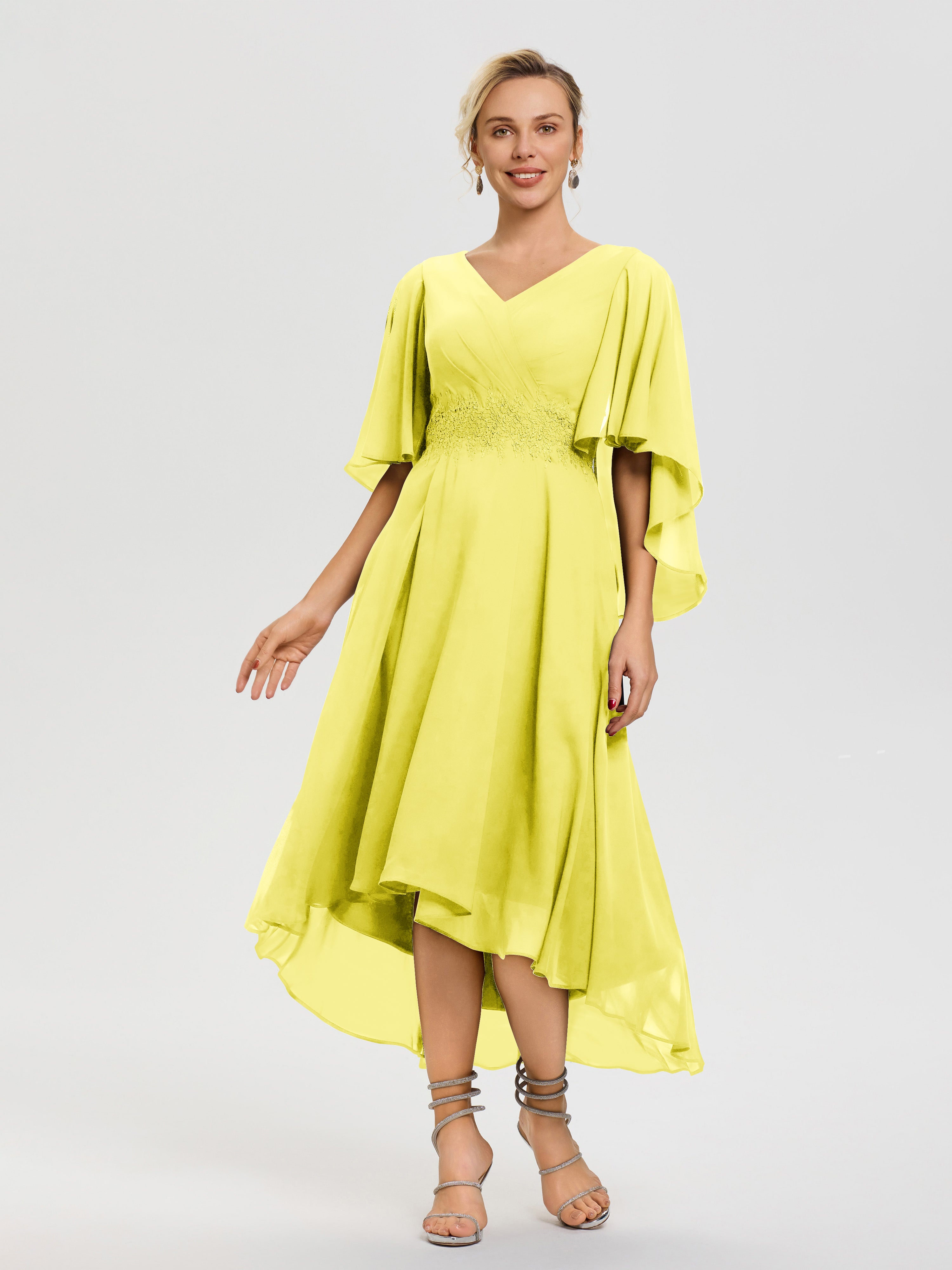 lemon yellow chiffon dress Vestido Maxi de Chifn Sarah - Butter Yellow