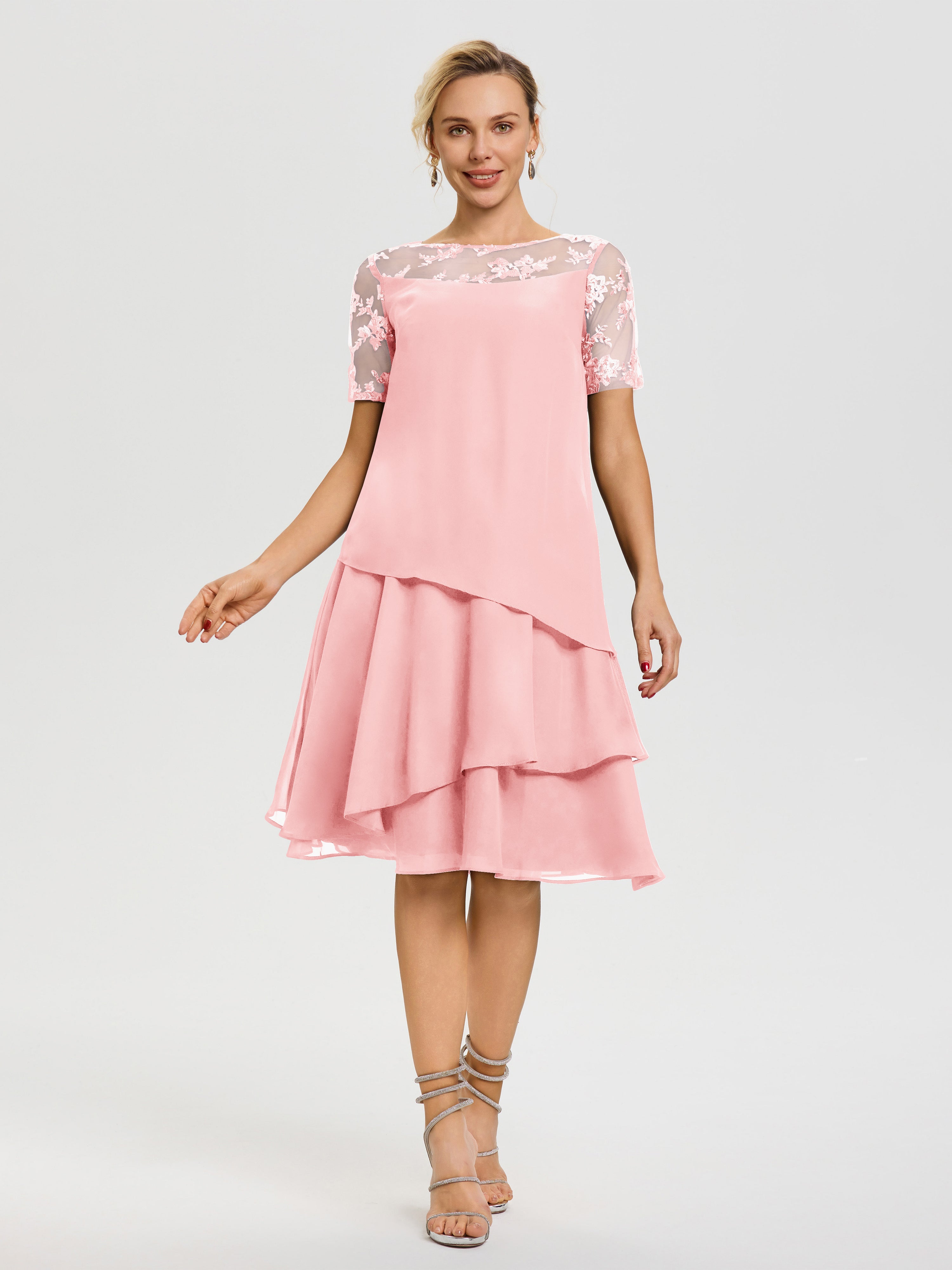 short pink mother of the bride dresses Aayomet Mother Of The Bride Dresses for Wedding Ladies Fashion Casual Short Sleeves Solid Color Dress Dress Vacation Beach Dress,Hot Pink XL