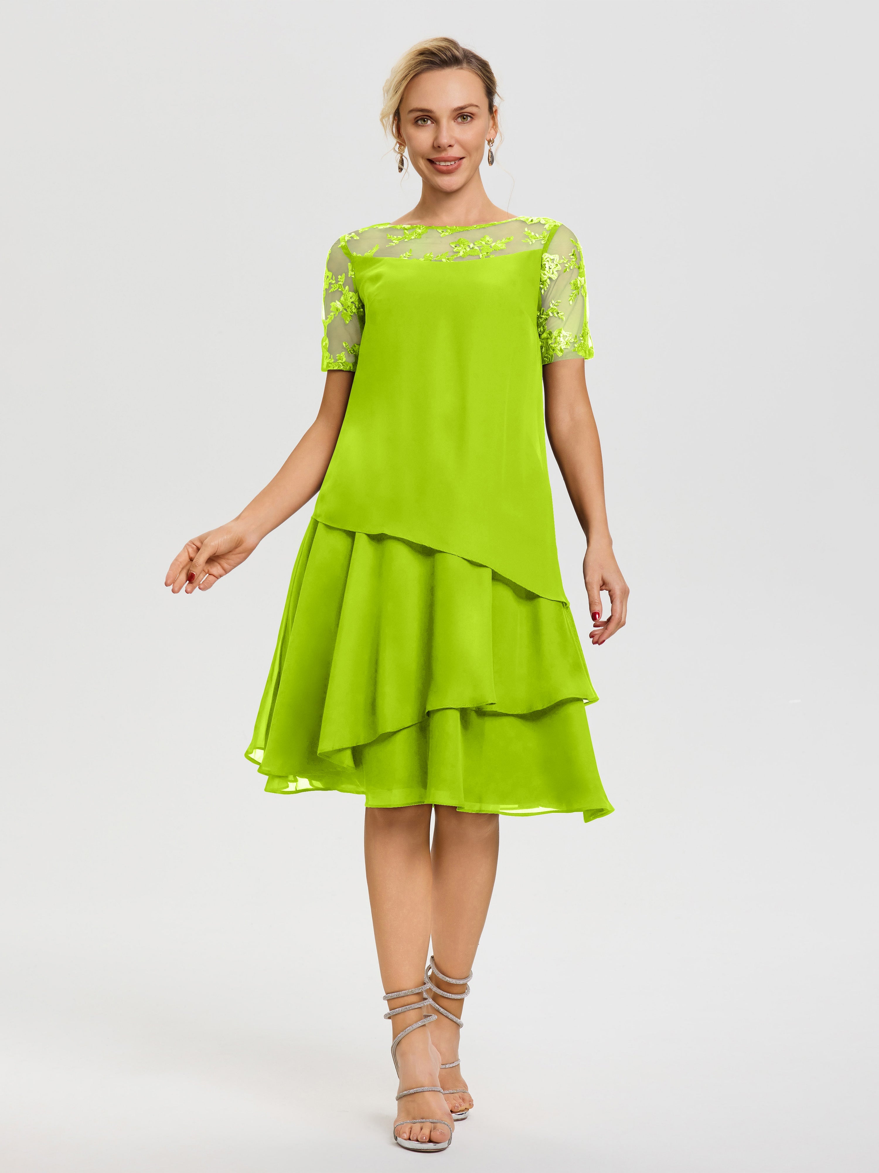 Mother Of The Bride Dresses Lime Green A Line Illusion Neck Short Slee Mother Of The Bride Dresses Lime Green A Line Illusion Neck Short Slee