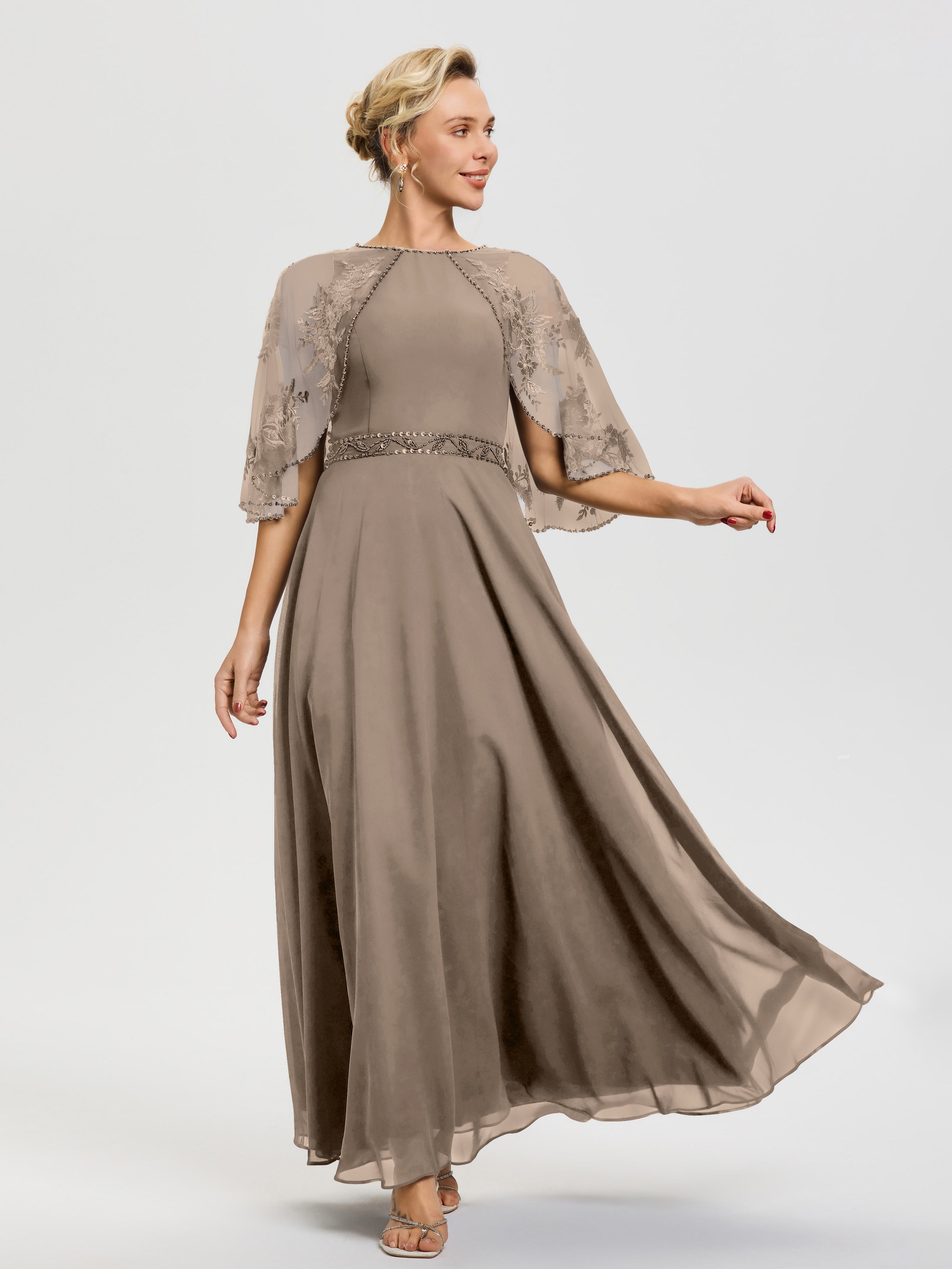 taupe chiffon maxi dress Women's Stone Floral Chiffon Cowl Strappy Maxi Dress, taupe