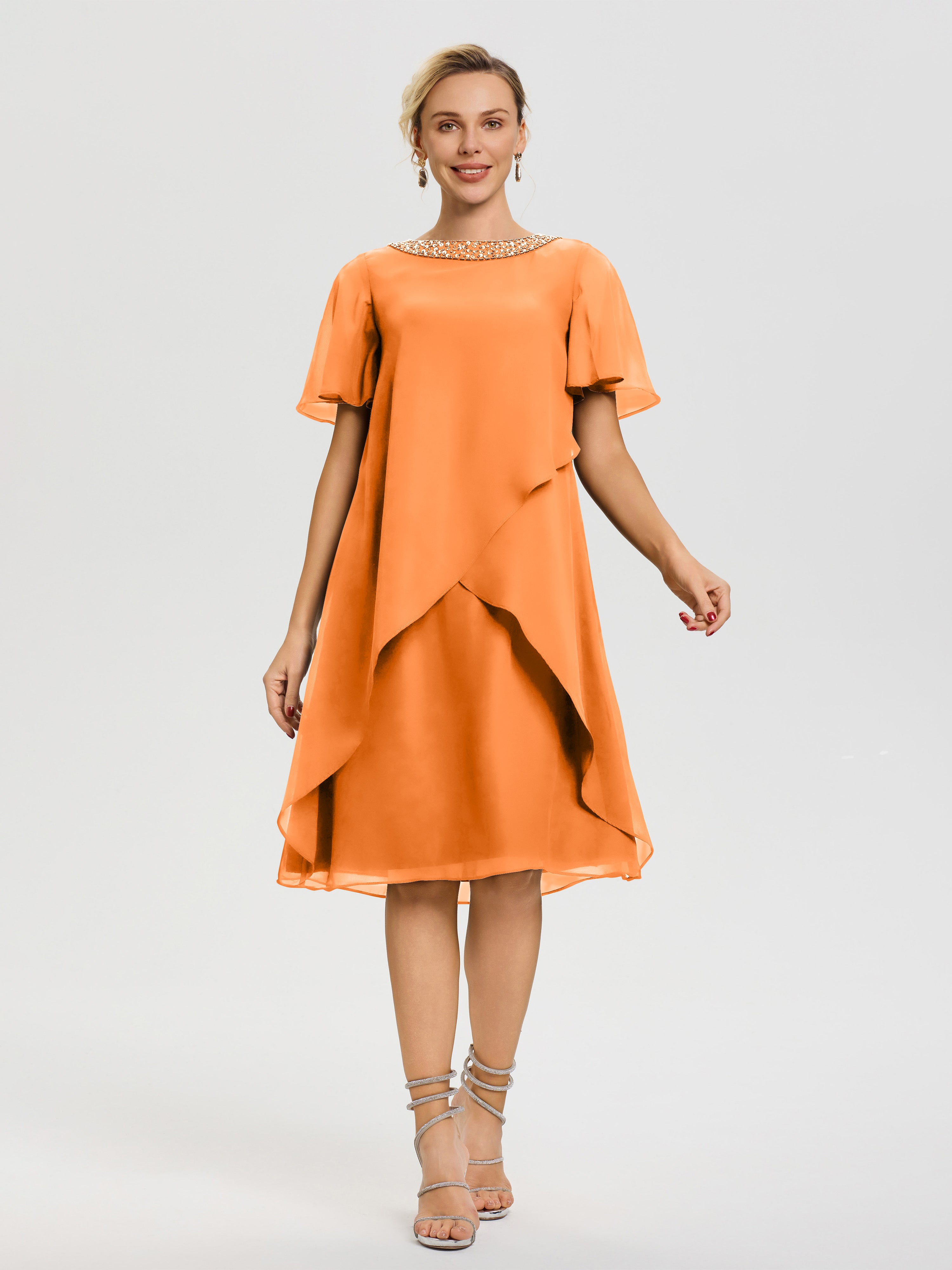 mother of the bride dresses in orange Sheath Floor Length Mother of the Bride Dresses COCOMELODY CM0379CR