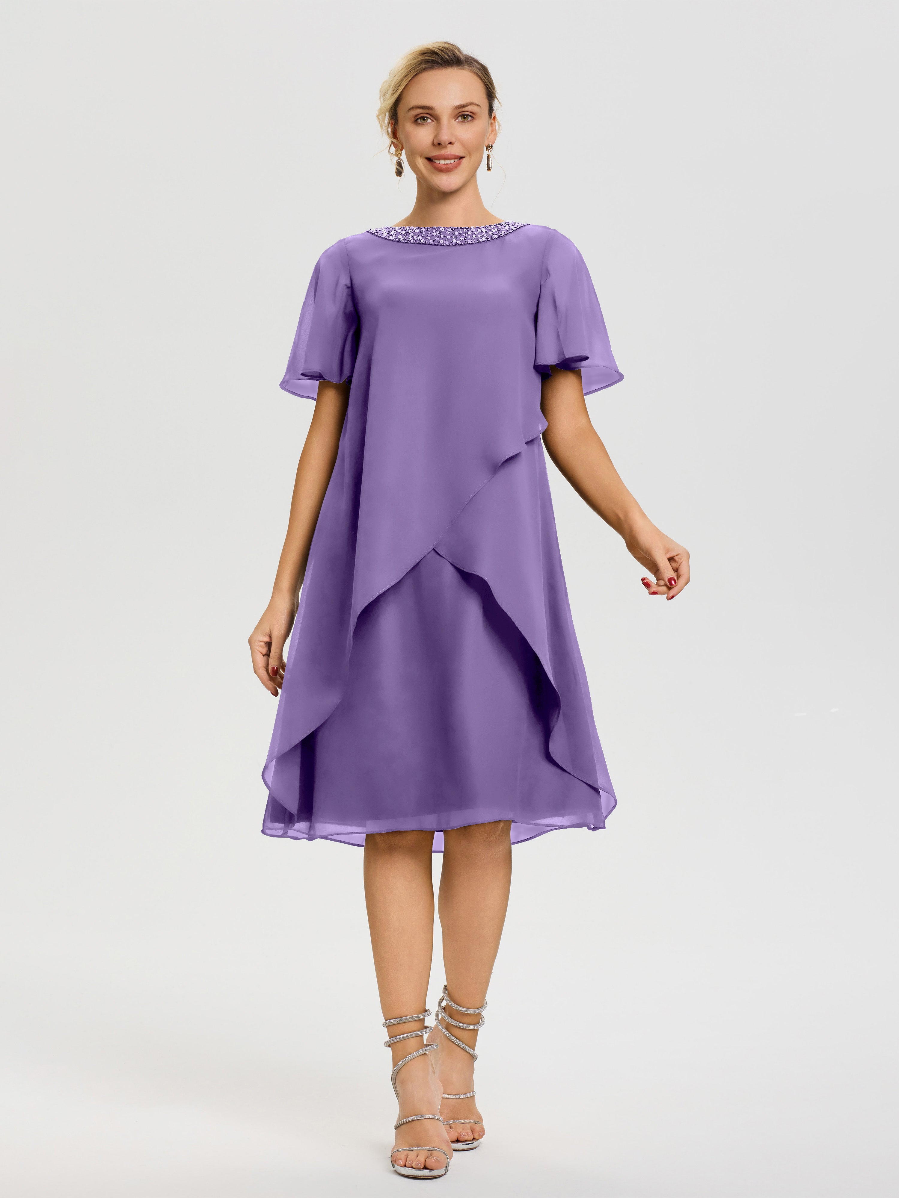 short cocktail dresses for mother of the bride Red V-neck Sheath/Column 2026 Mother of the Bride Dress Short/Mini