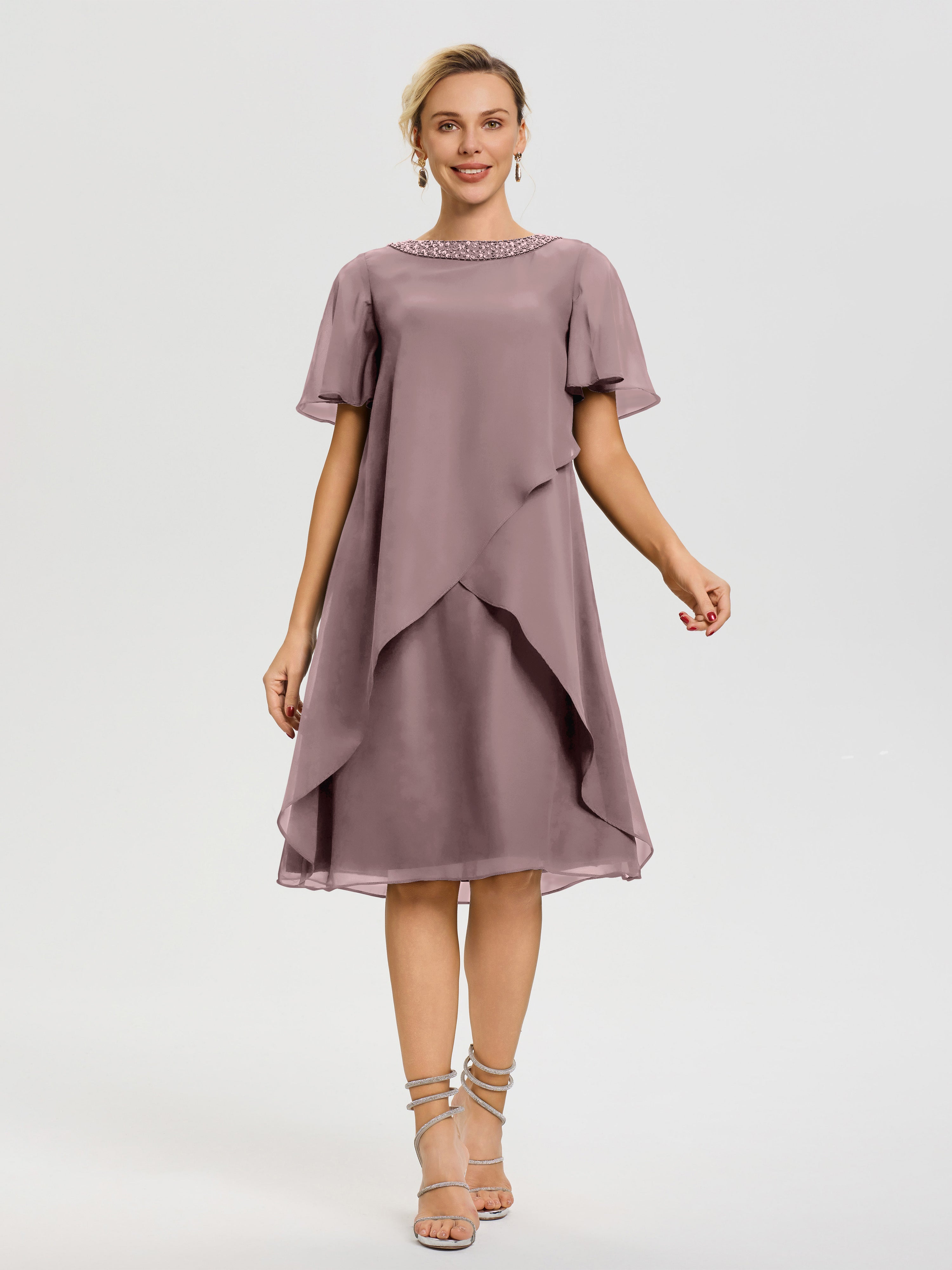 Vintage Mauve Mother Of The Bride Dresses For Sale Jewel A-Line Short Vintage Mauve Mother Of The Bride Dresses For Sale Jewel A-Line Short