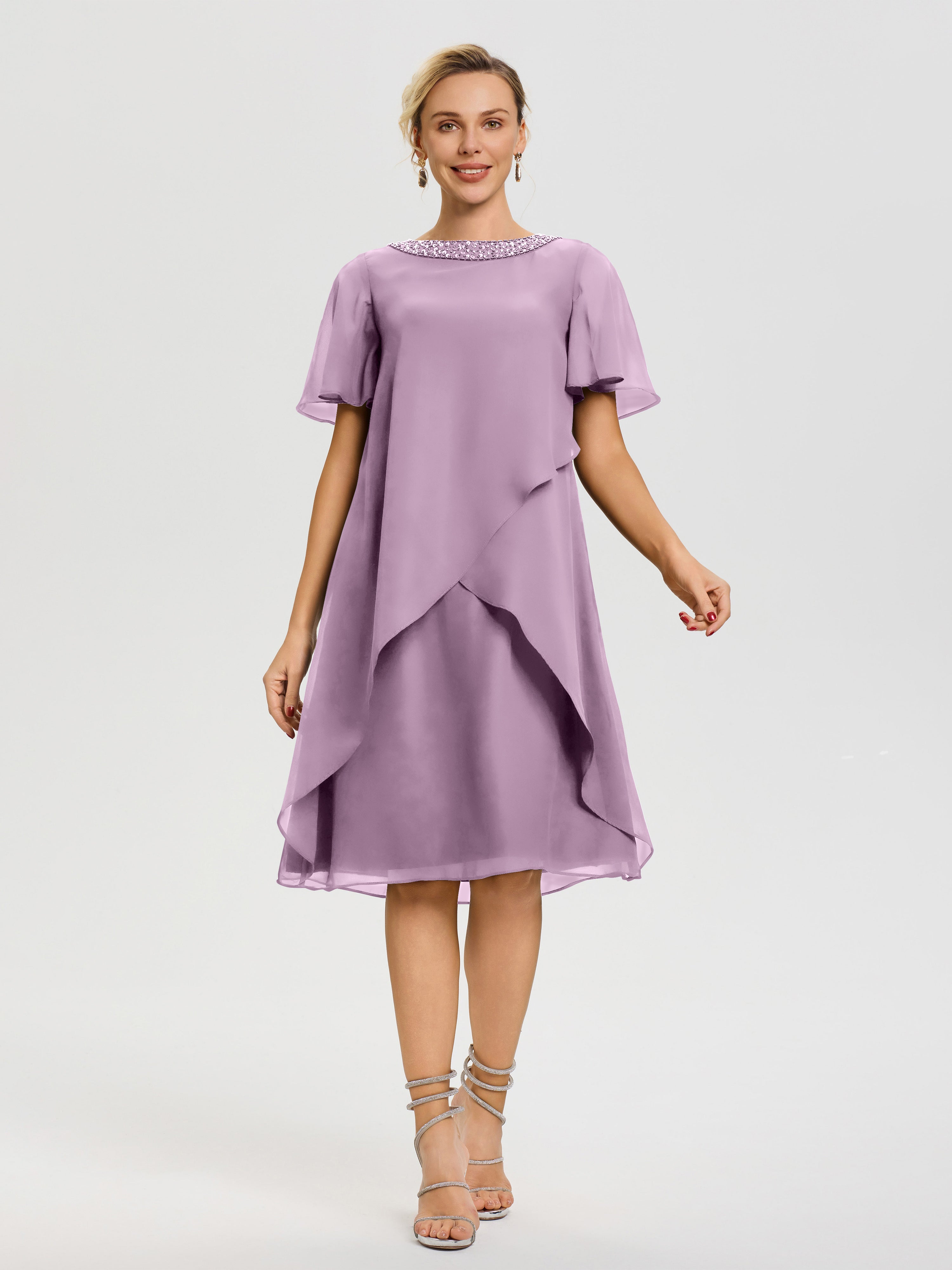 wisteria cocktail dress Wisteria Chiffon Empire Open Back Long Chic Bridesmaid Prom Dress
