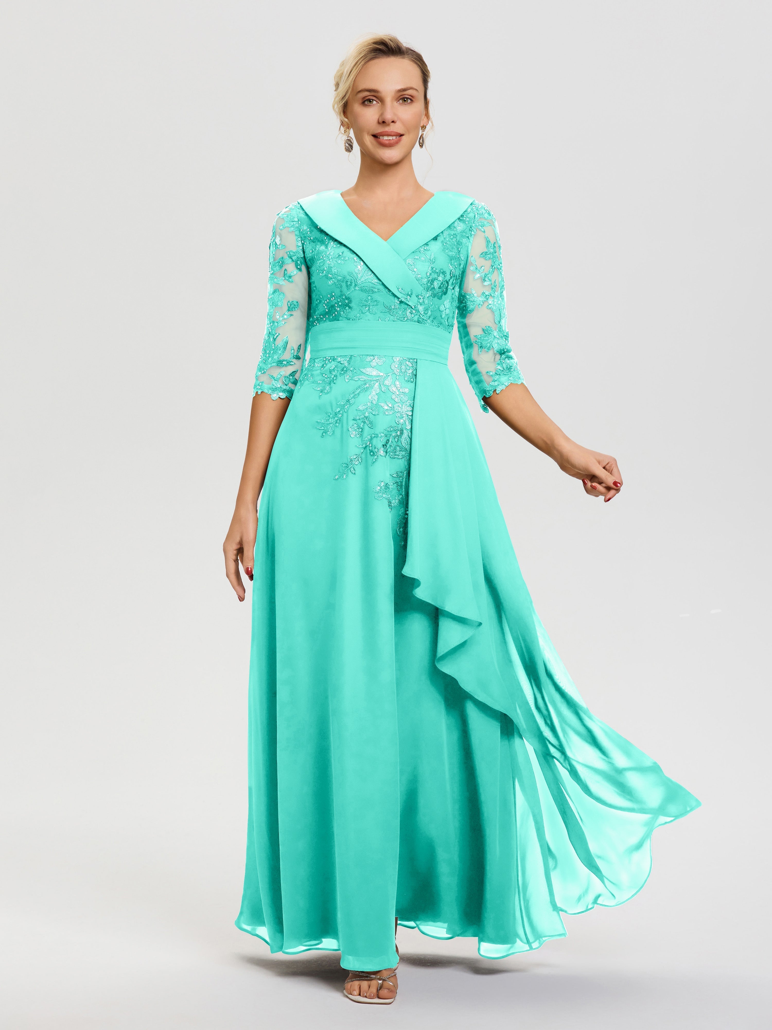 Mother Of The Bride Black Spa Dress A Line V Neck 3/4 Illusion Sleeves Appliqued Chiffon Floor Length Mother Of The Bride Dresses Mother Of The Bride Black Spa Dress A Line V Neck 3/4 Illusion Sleeves Appliqued Chiffon Floor Length Mother Of The Bride Dresses