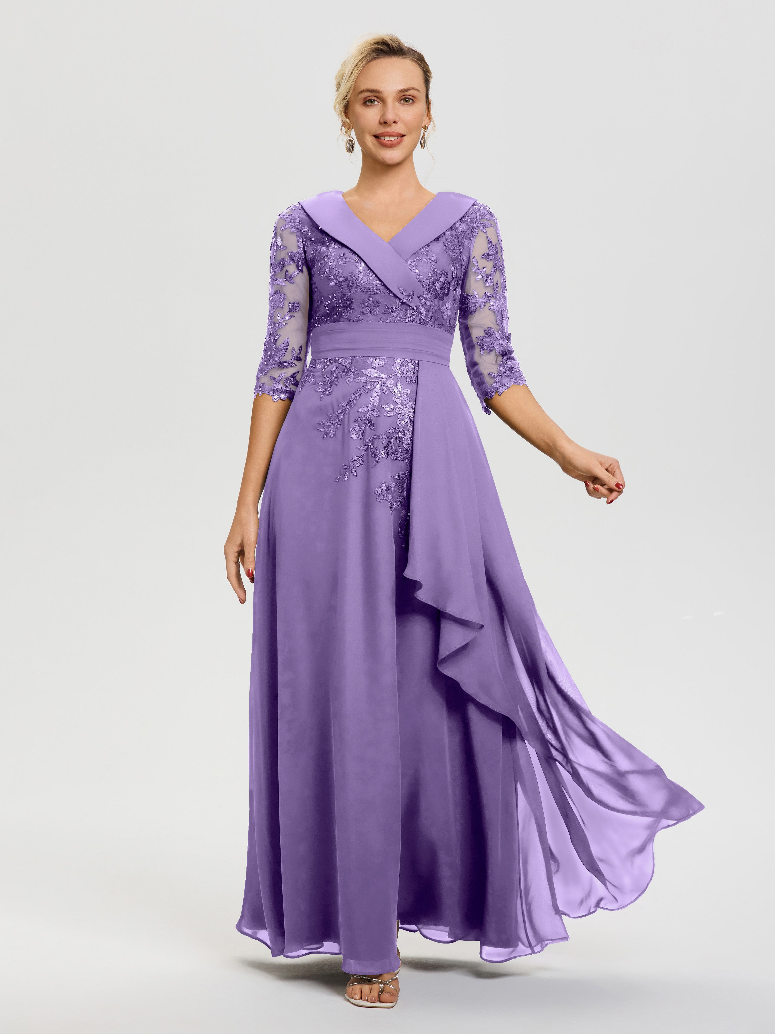 Tahiti Plus Size Mother Of The Bride Dresses A Line V Neck 3/4 Illusion Sleeves Appliqued Chiffon Floor Length Mother Of The Bride Dresses Tahiti Plus Size Mother Of The Bride Dresses A Line V Neck 3/4 Illusion Sleeves Appliqued Chiffon Floor Length Mother Of The Bride Dresses