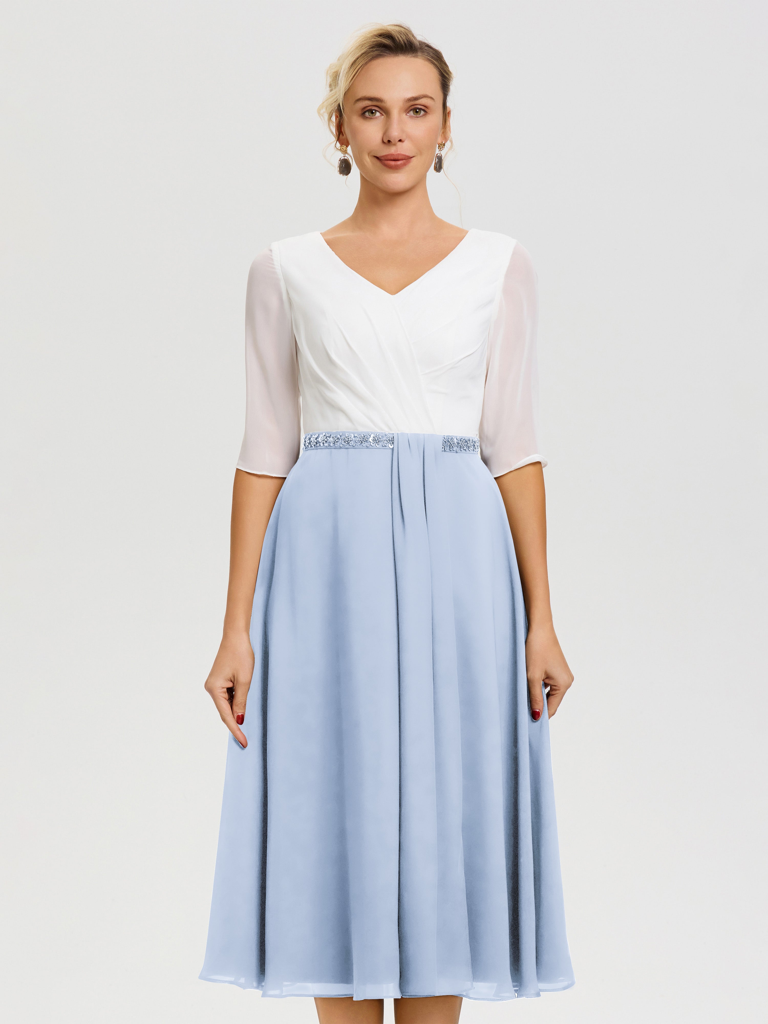 blue and white mother of the bride dresses Dusty Blue Mother Of The Bride Dresses