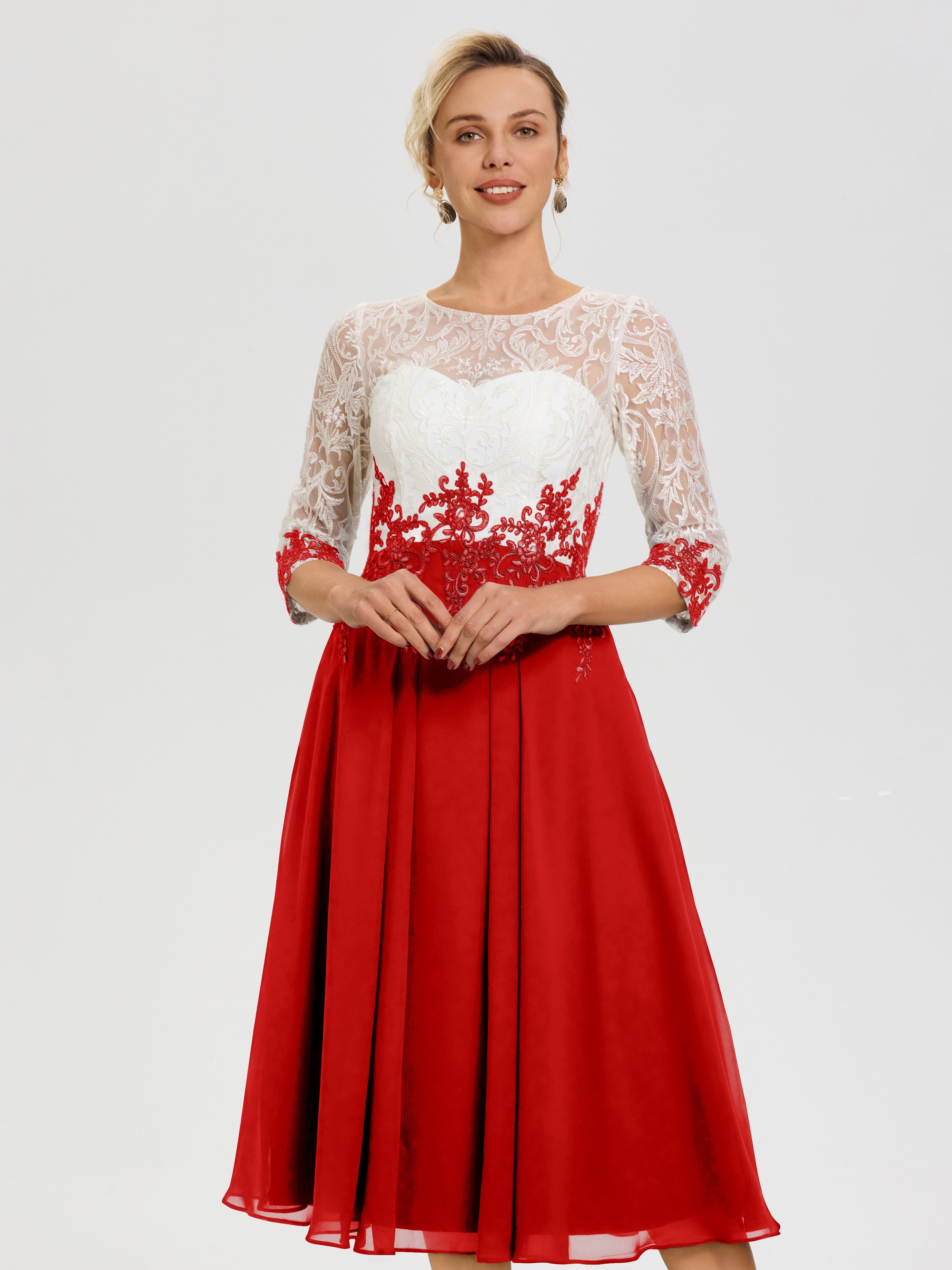 Mother Of The Bride Red Gown Illusion Sleeves Sweetheart Lace Applique Mother Of The Bride Red Gown Illusion Sleeves Sweetheart Lace Applique