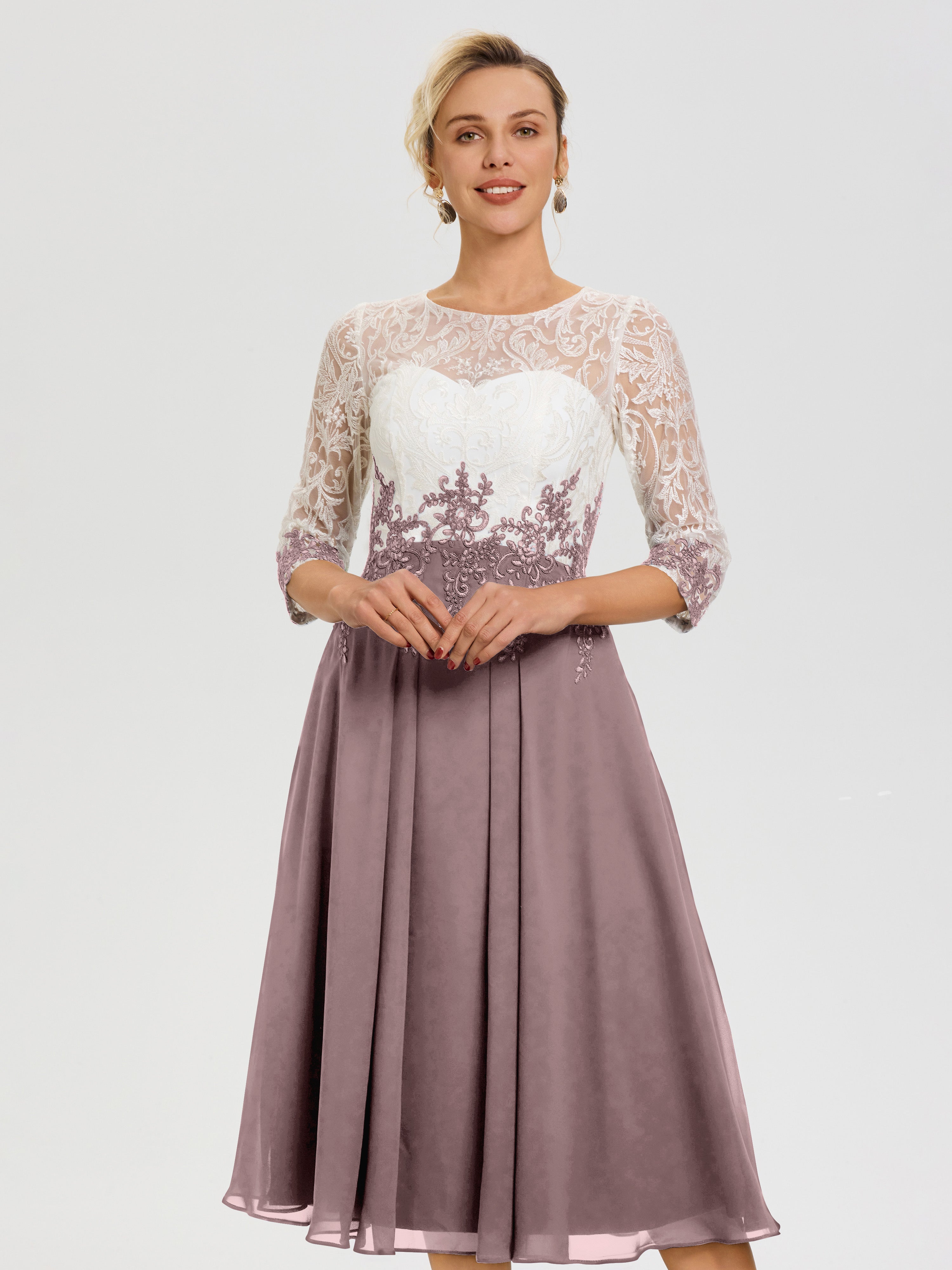 Vintage Mauve Style Mother Of The Bride Outfits Illusion Sleeves Sweet Vintage Mauve Style Mother Of The Bride Outfits Illusion Sleeves Sweet