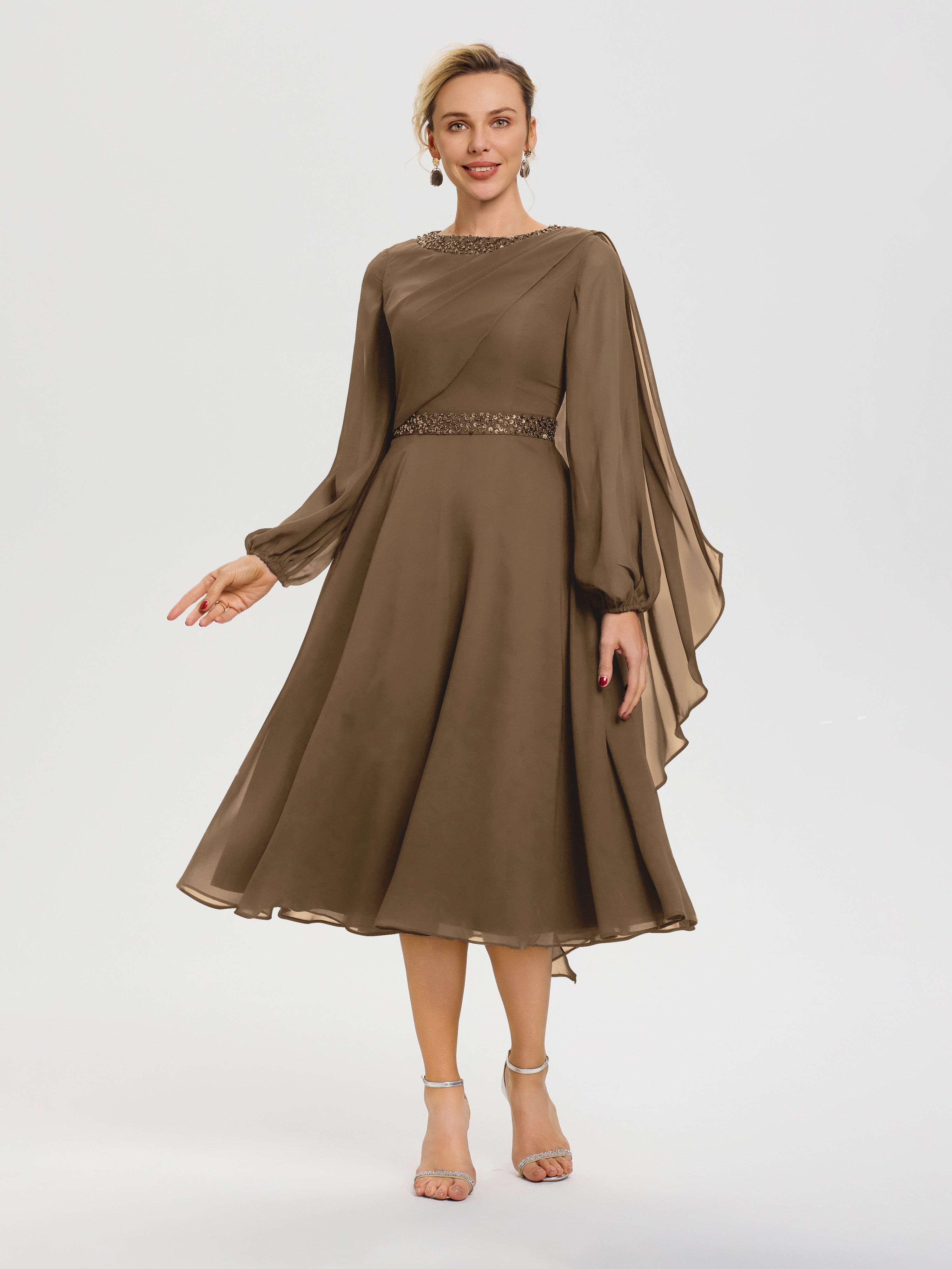 elegant mother of the bride dresses tea length Amazon.com: LEEZHOO Tea Length Grandmother of The Bride Dress with Sleeve Floral Lace Chiffon Light-Blue Evening Dresses for Women Elegant Classy-US 14 : Clothing, Shoes & Jewelry