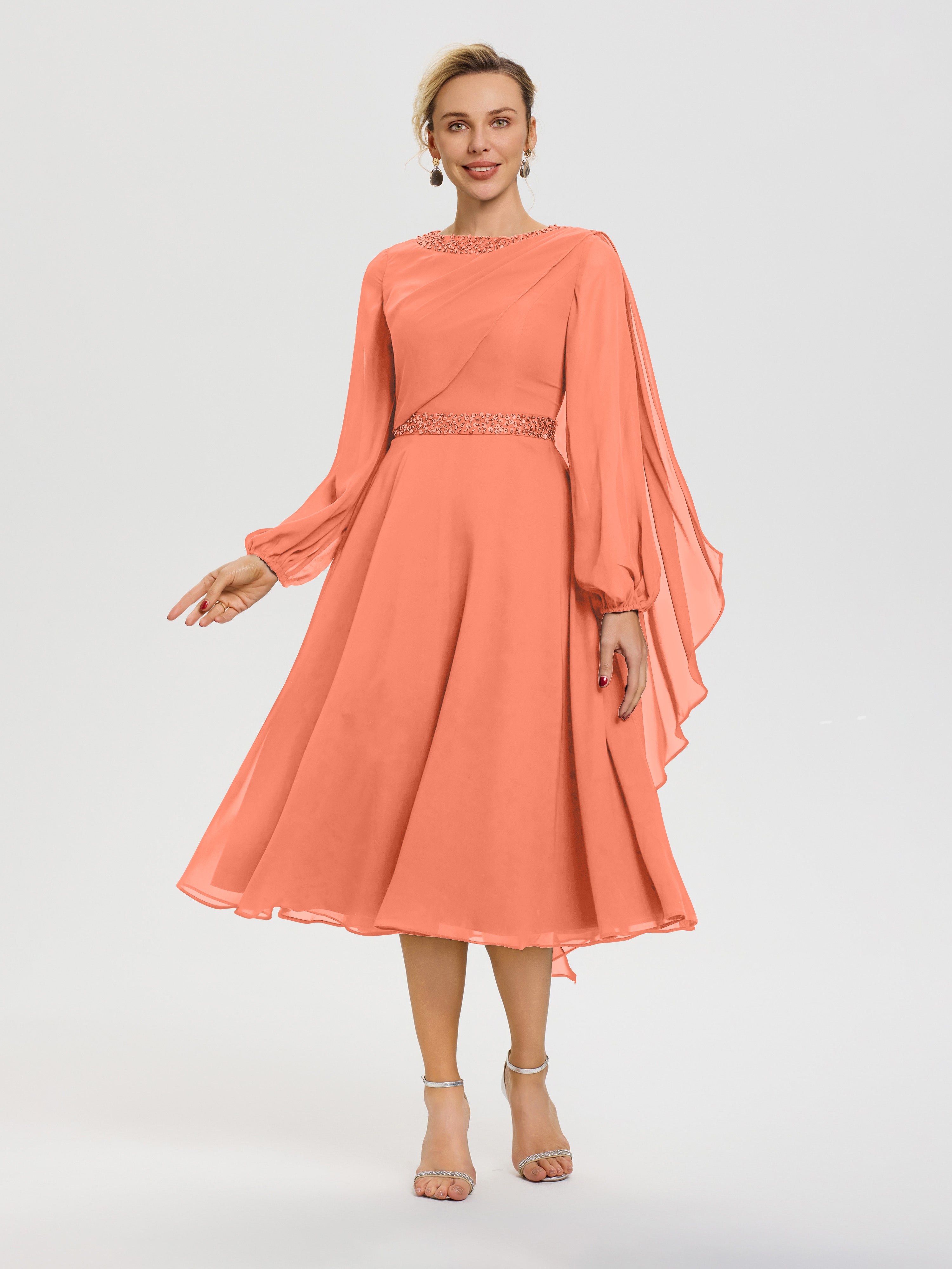 long sleeve sunset dress sunset orange dress Sunset Orange Long Sleeve