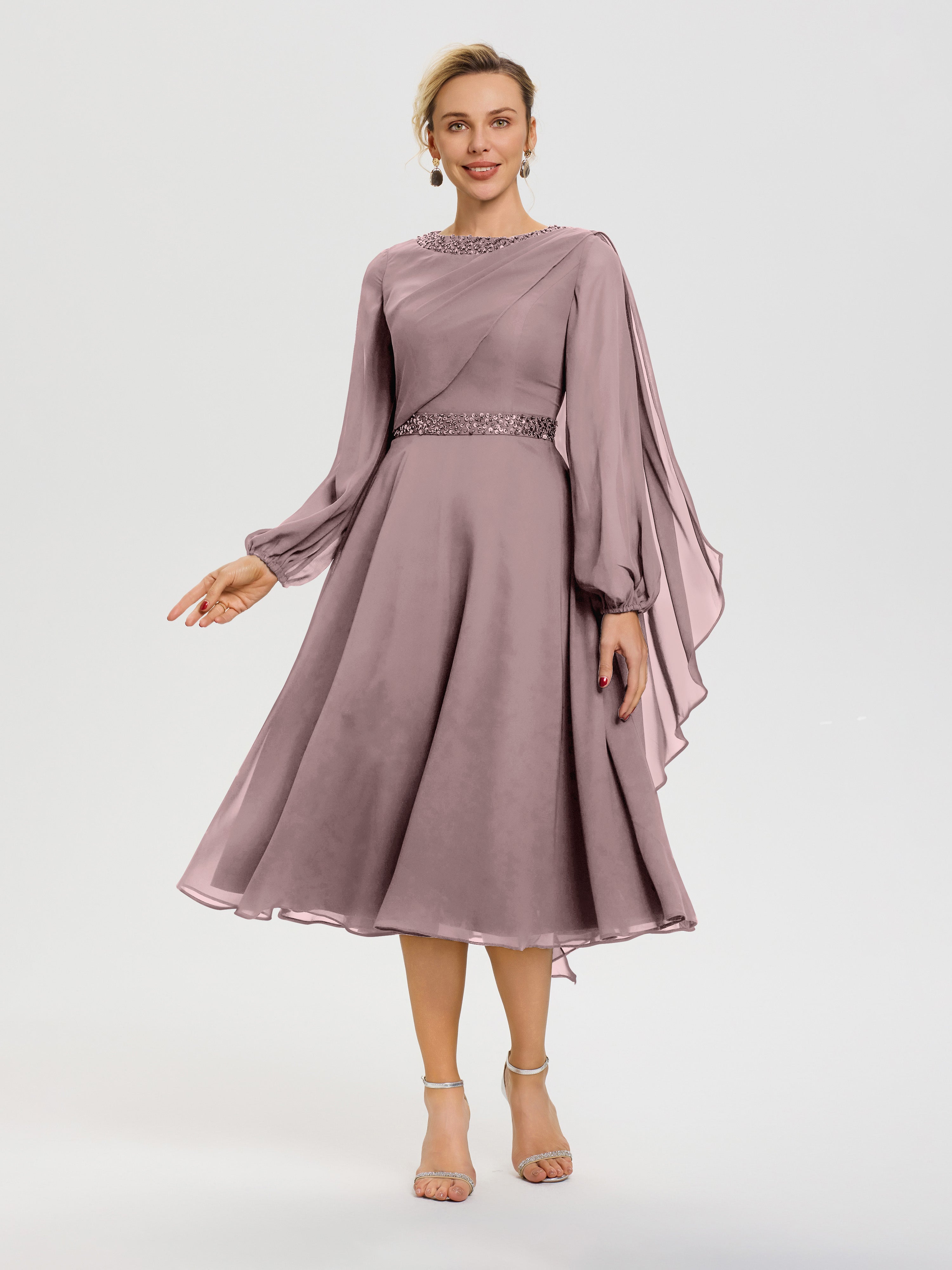 Mother Of The Bride Dresses Vintage Mauve Elegant A-Line Beading Long Mother Of The Bride Dresses Vintage Mauve Elegant A-Line Beading Long