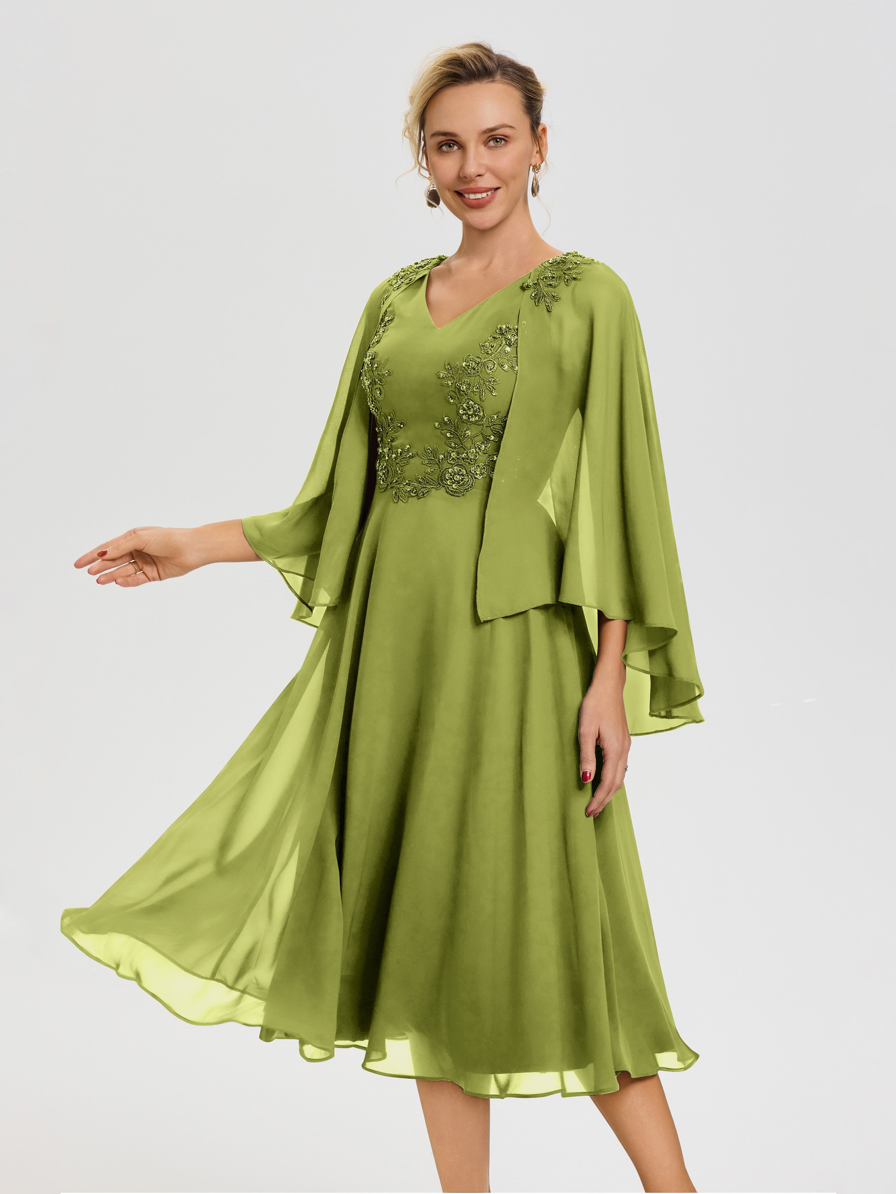 Clover Mother Of The Bride Dress Near Me A-Line Appliques 3/4 Sleeves V-Neck Tea-Length Chiffon Mother Of The Bride Dress Clover Mother Of The Bride Dress Near Me A-Line Appliques 3/4 Sleeves V-Neck Tea-Length Chiffon Mother Of The Bride Dress