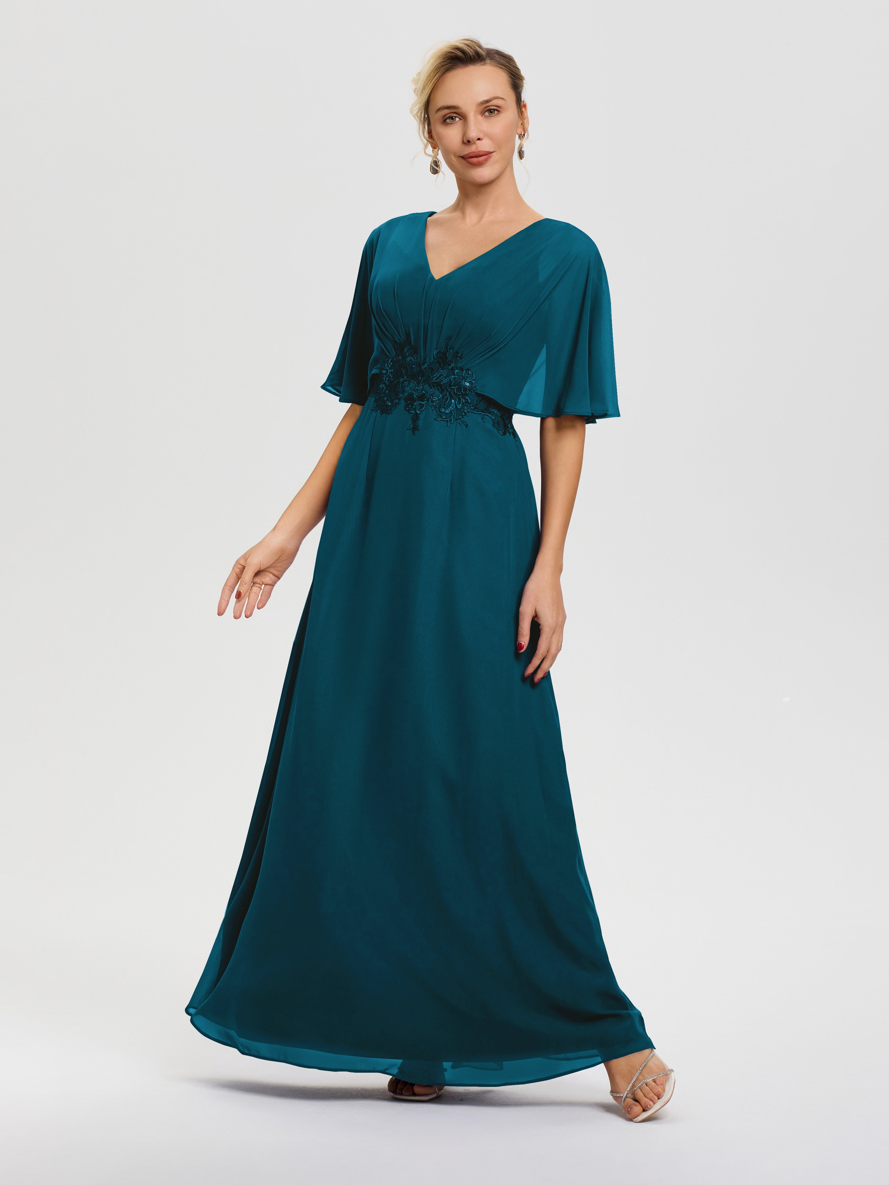 60 Year Old Woman Wedding Guest Bridesmaid Dresses For Mature Ladies Ink Blue Mother Of The Bride Dresses A-Line V-Neck Half Sleeves Appliques Waist Floor Length Chiffon Mother Of The Bride Dress 60 Year Old Woman Wedding Guest Bridesmaid Dresses For Mature Ladies Ink Blue Mother Of The Bride Dresses A-Line V-Neck Half Sleeves Appliques Waist Floor Length Chiffon Mother Of The Bride Dress