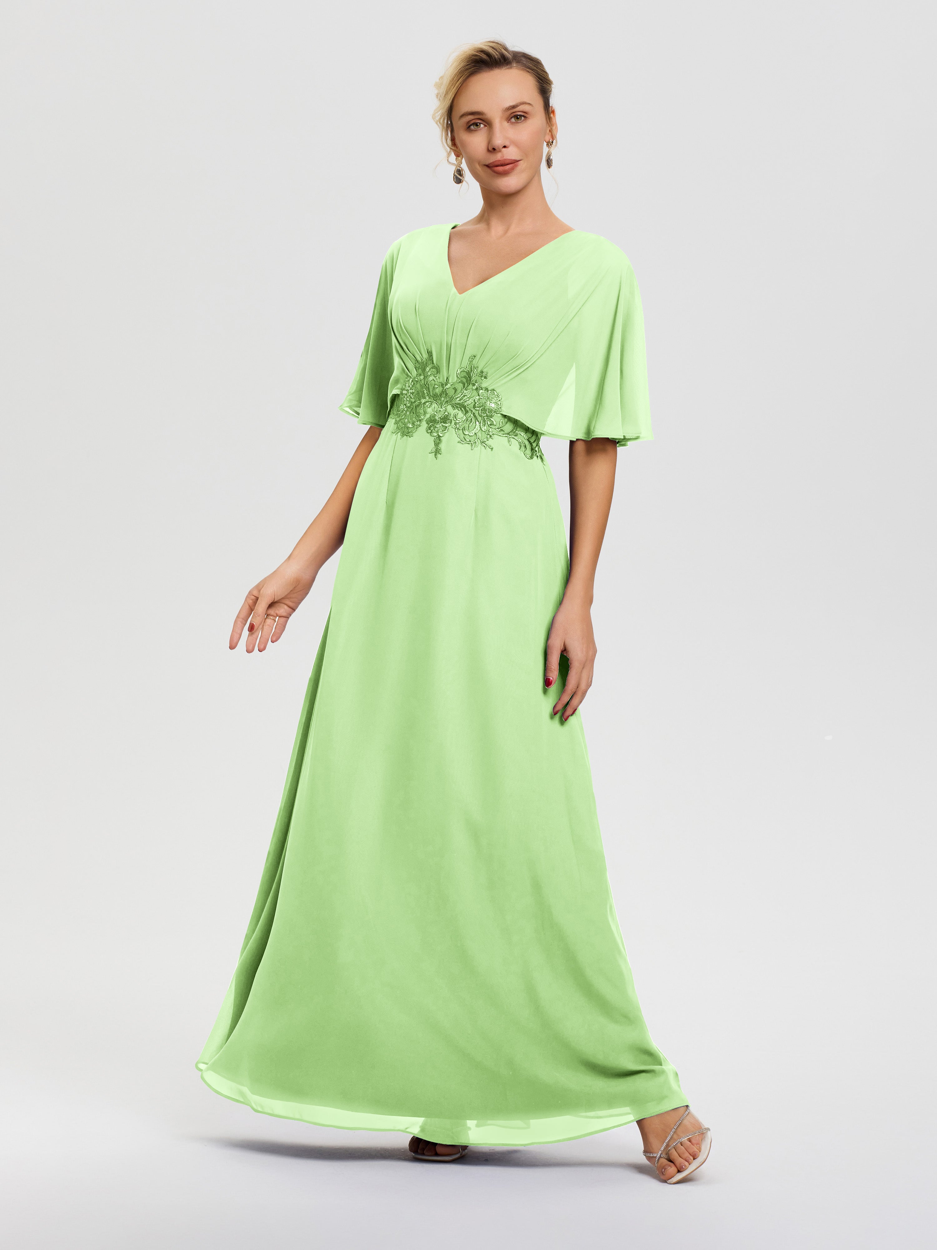 Sage Mother Of The Bride Dresses Near Me A-Line V-Neck Half Sleeves Appliques Waist Floor Length Chiffon Mother Of The Bride Dress Sage Mother Of The Bride Dresses Near Me A-Line V-Neck Half Sleeves Appliques Waist Floor Length Chiffon Mother Of The Bride Dress