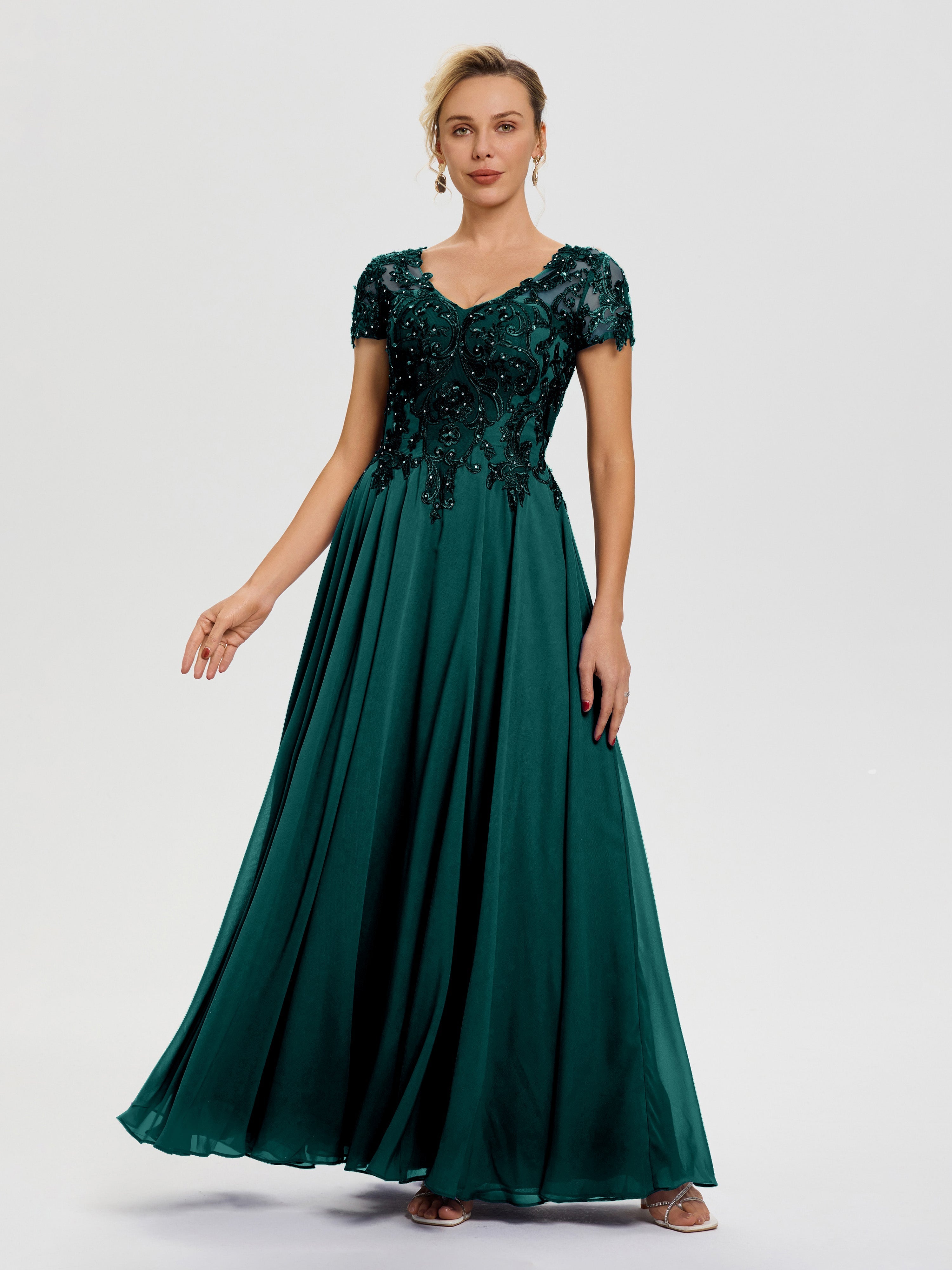 Peacock Blue Mother Of The Bride Dresses A-Line Lace Sleeves V-Neck Lo Peacock Blue Mother Of The Bride Dresses A-Line Lace Sleeves V-Neck Lo