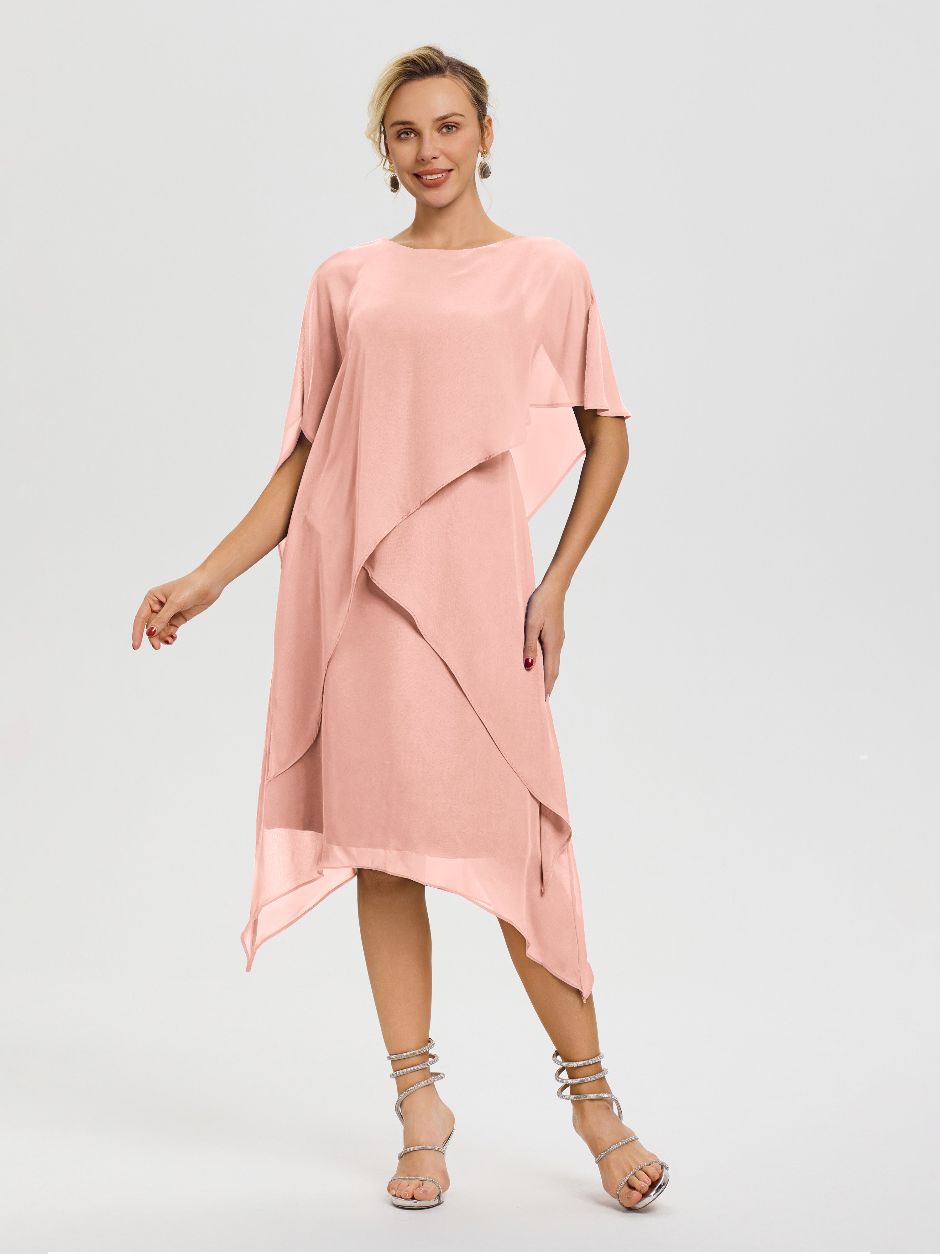 Mother Of The Bride Dresses Coral Color Elegant Jewel A-Line Sleeves V Mother Of The Bride Dresses Coral Color Elegant Jewel A-Line Sleeves V